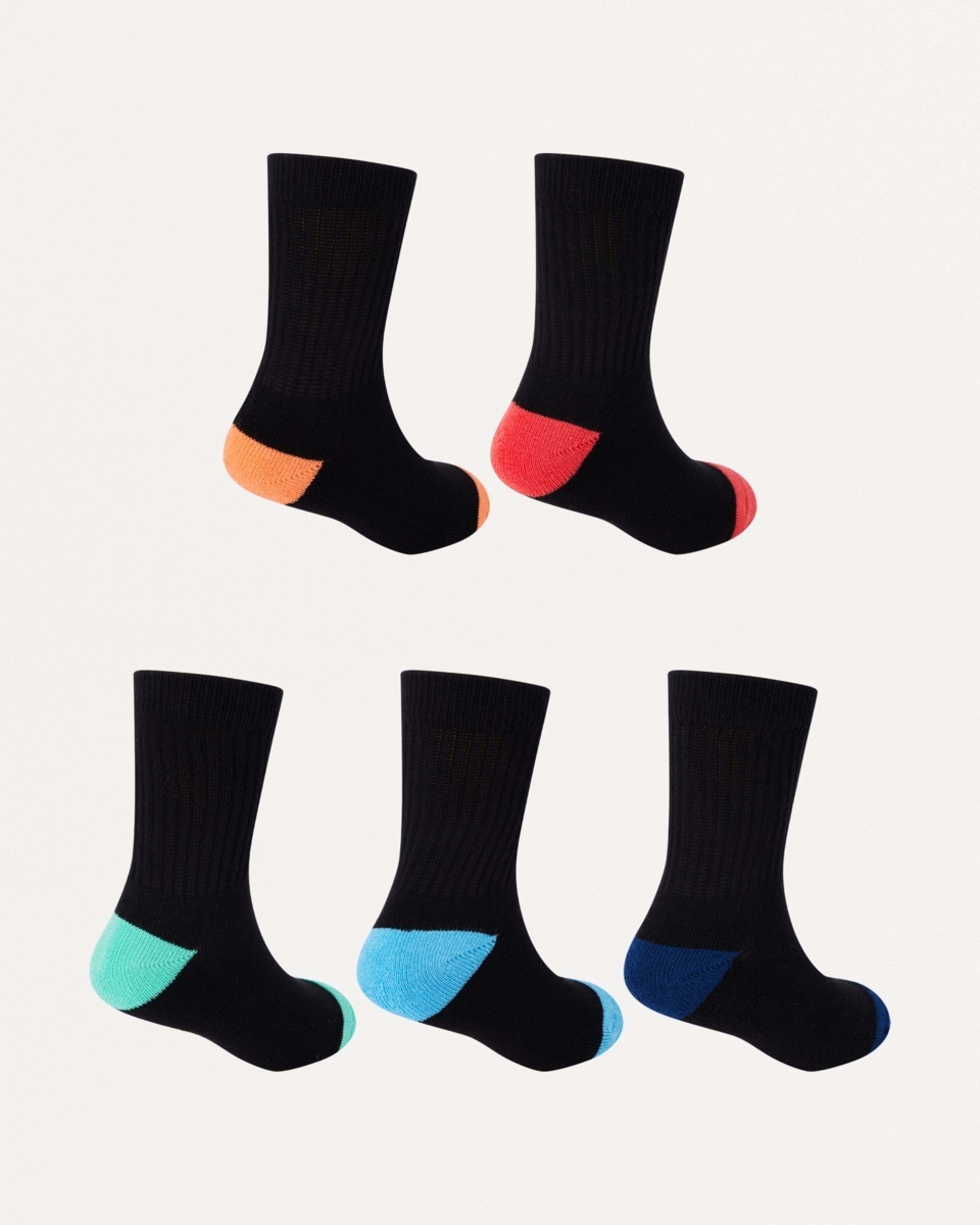 2 5 Pack Active Kids Sport Crew Socks BLACK RAINBOW, 2 of 3