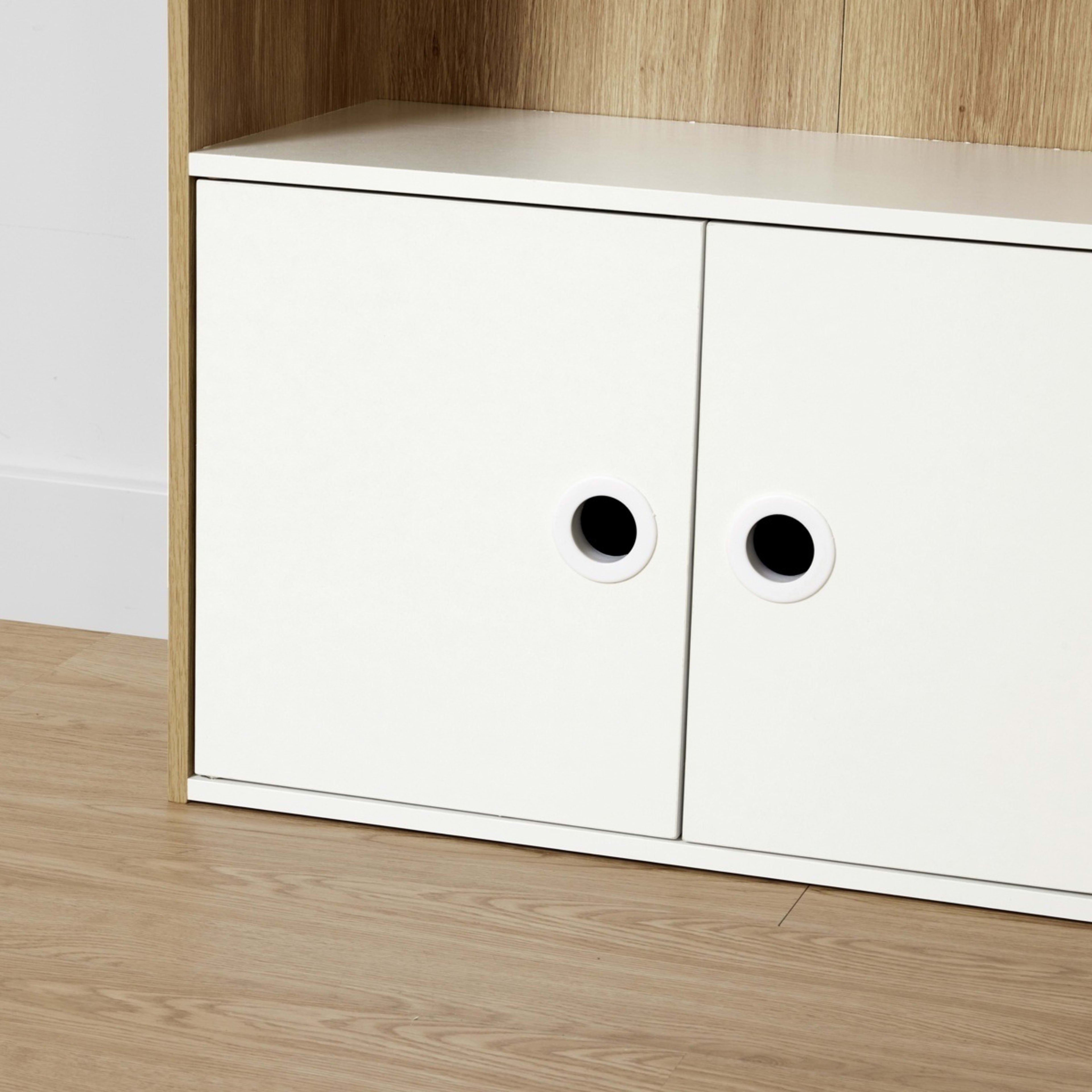 9 Oak Look and White Shelf with Cupboard, 9 of 10