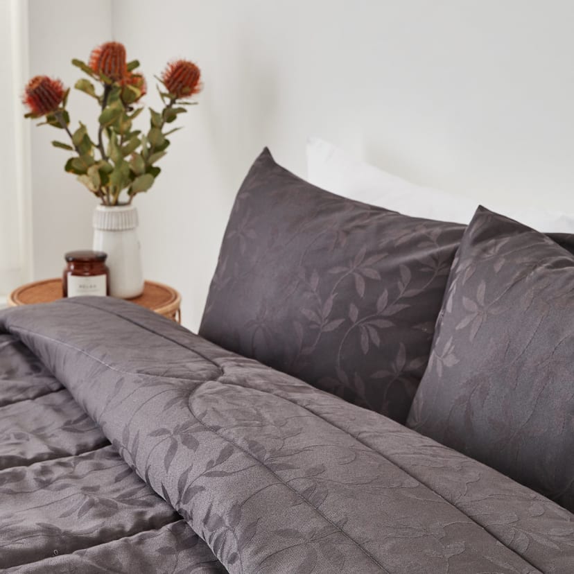 Mya Comforter Set King Bed, Charcoal Kmart