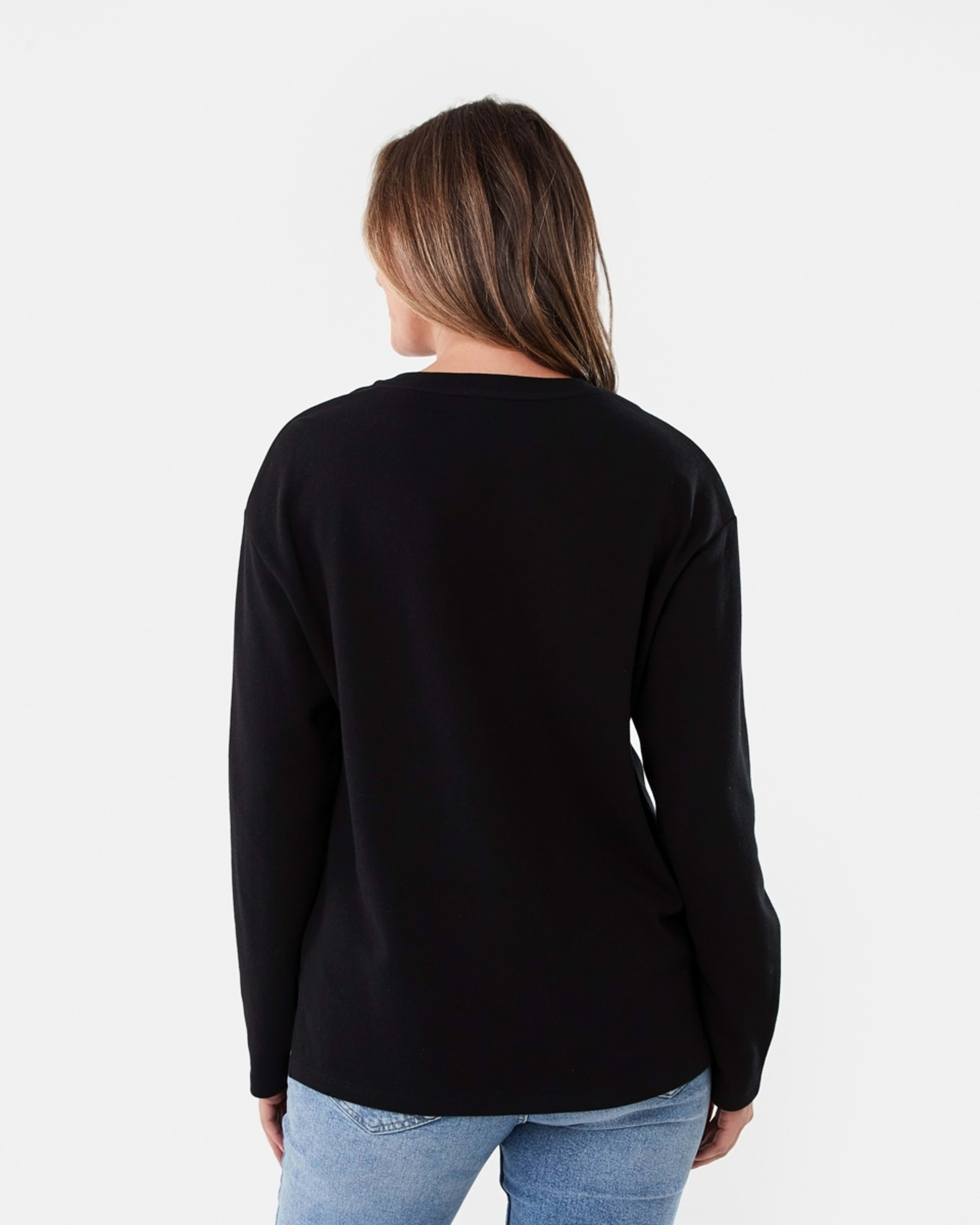 3 Long Sleeve Pique Top Black, 3 of 6