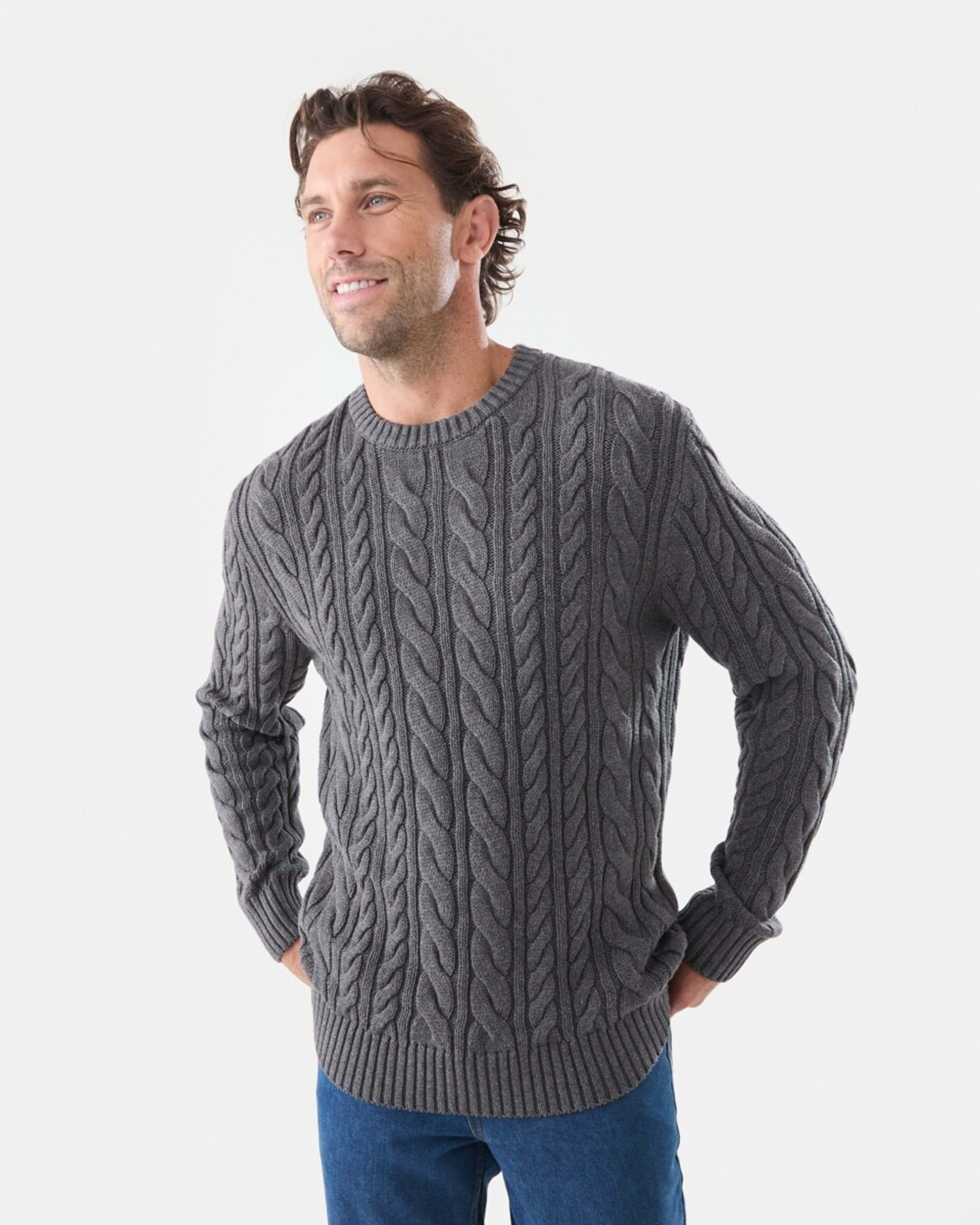1 Cable Knit Jumper Charcoal Marle