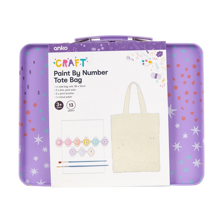 13 Piece Paint by Number Tote Bag Unicorn Kmart