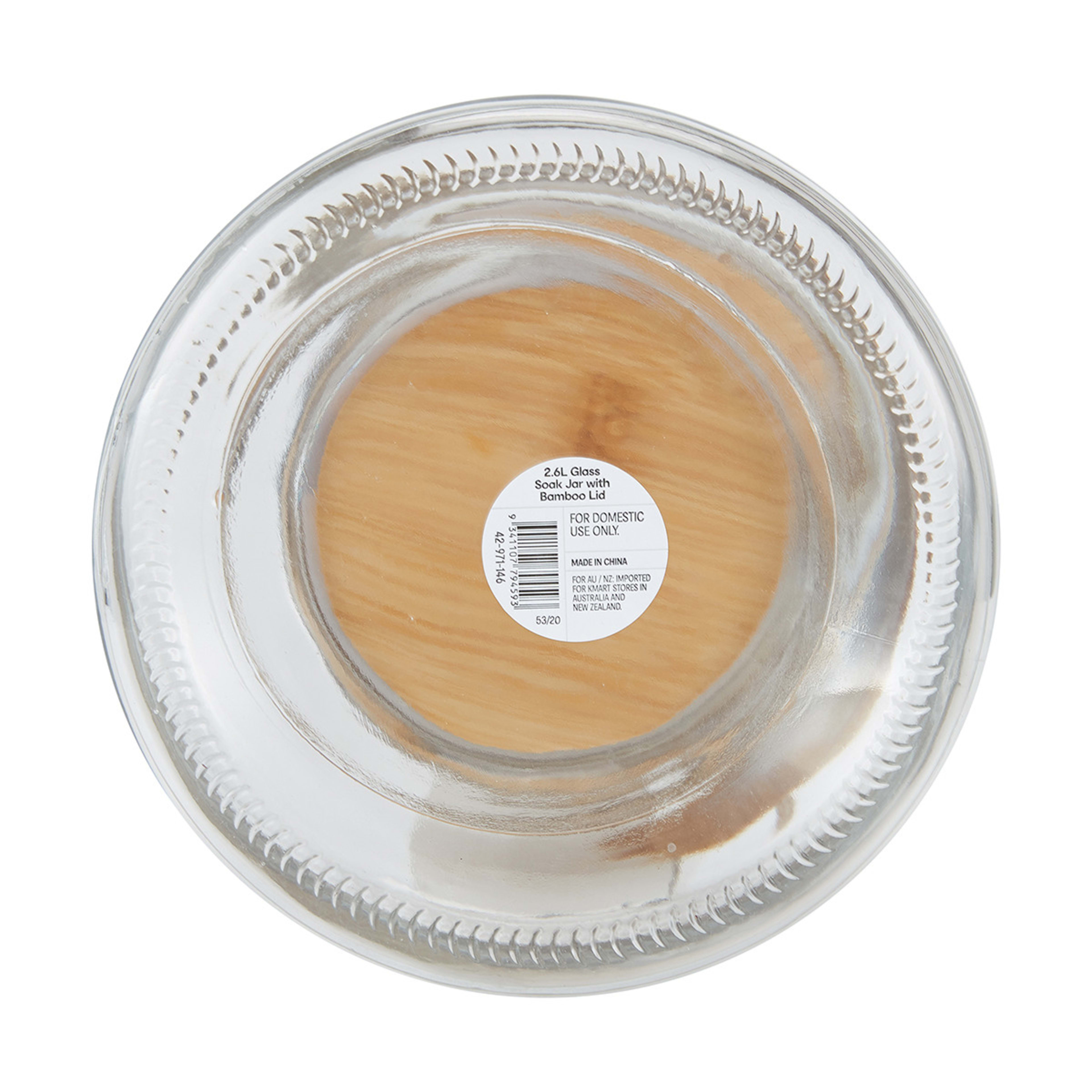2.6L Glass Soak Jar with Bamboo Lid Kmart
