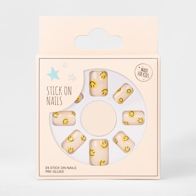 24 Pack PreGlued StickOn Nails Smiley Face Kmart