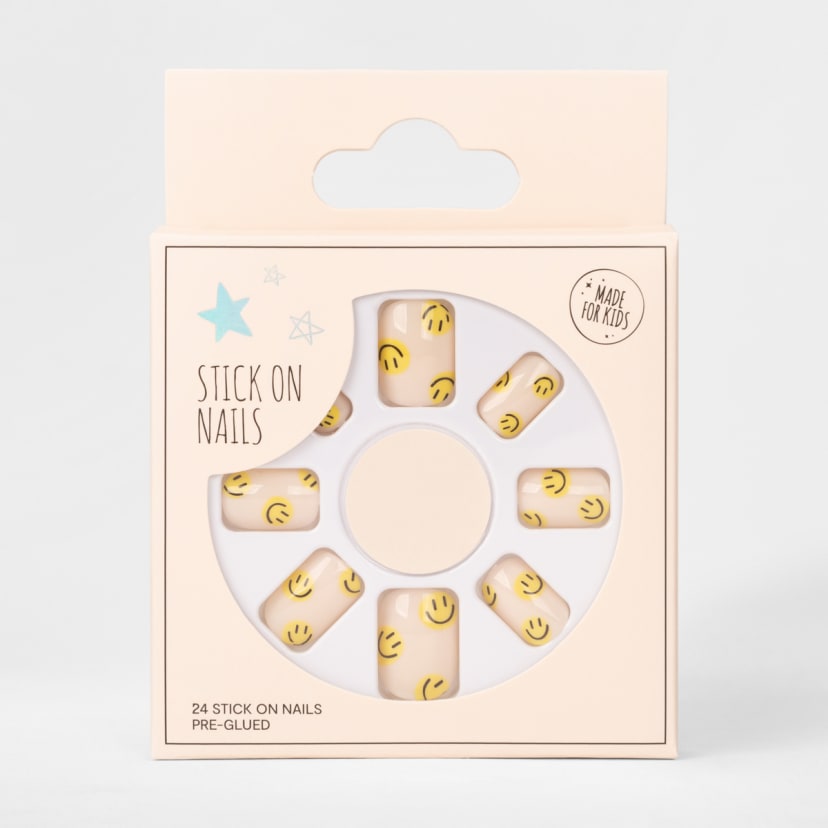 24 Pack PreGlued StickOn Nails Smiley Face Kmart