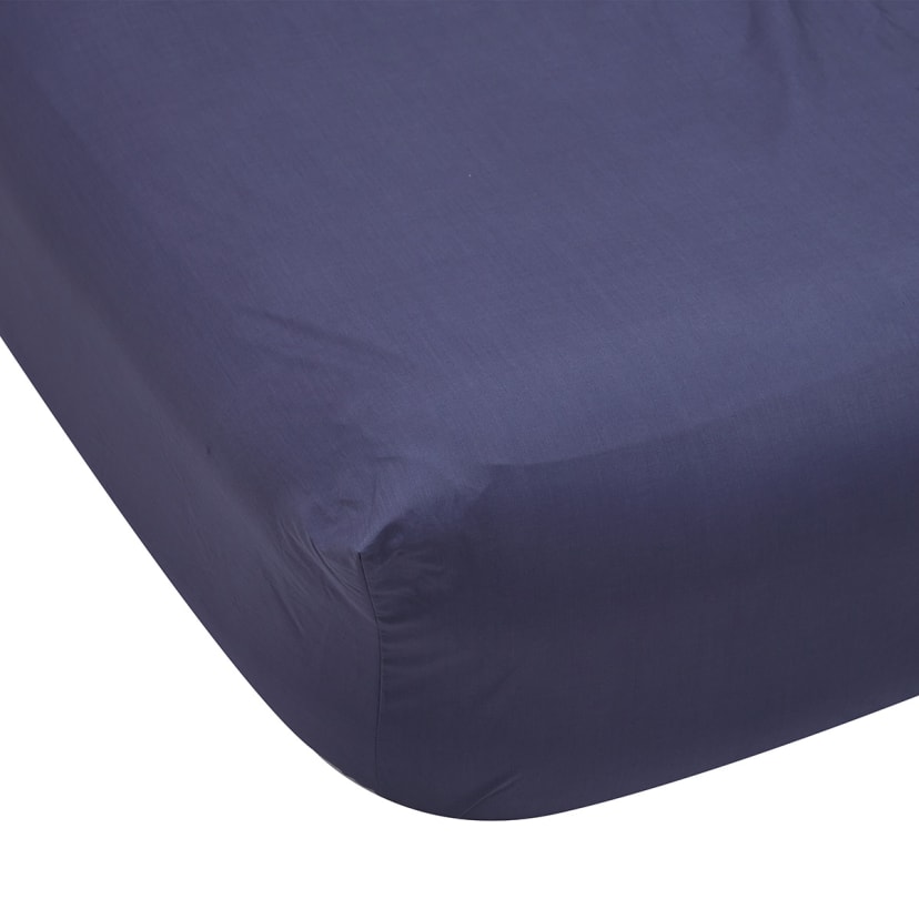 225 Thread Count Fitted Sheet Single Bed, Denim Kmart