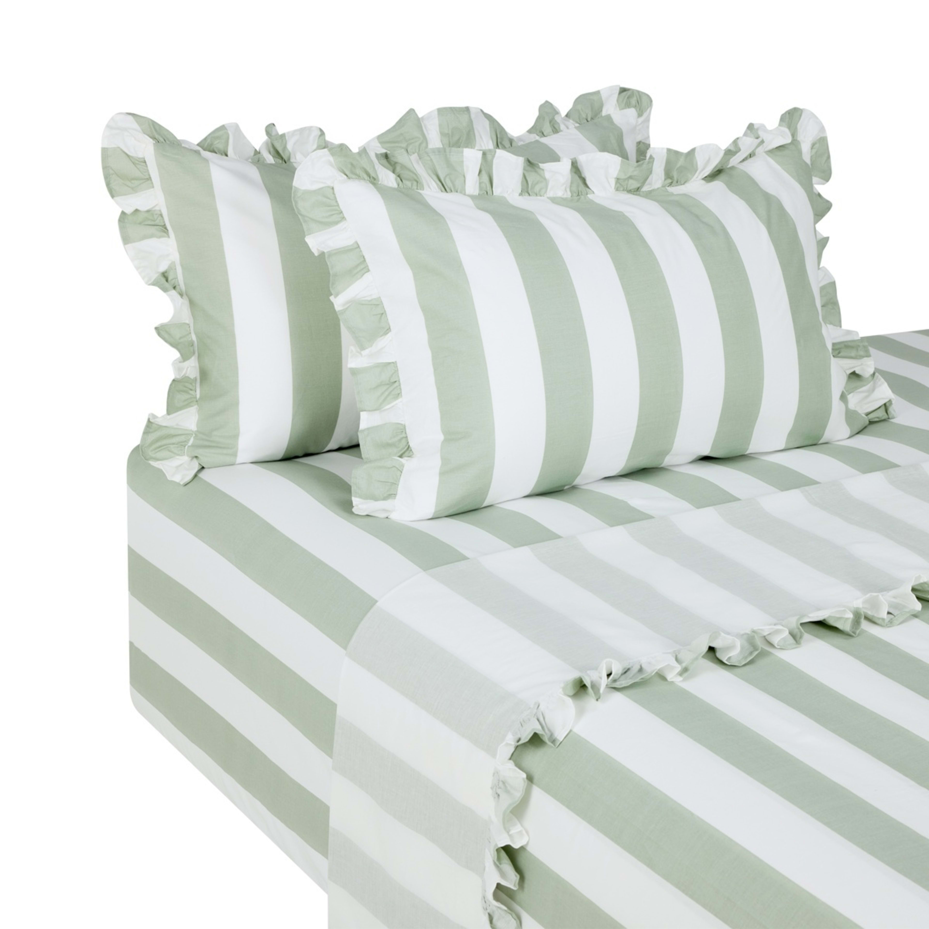5 250 Thread Count Cotton Ruffle Sheet Set - Queen Bed, Sage, 5 of 7
