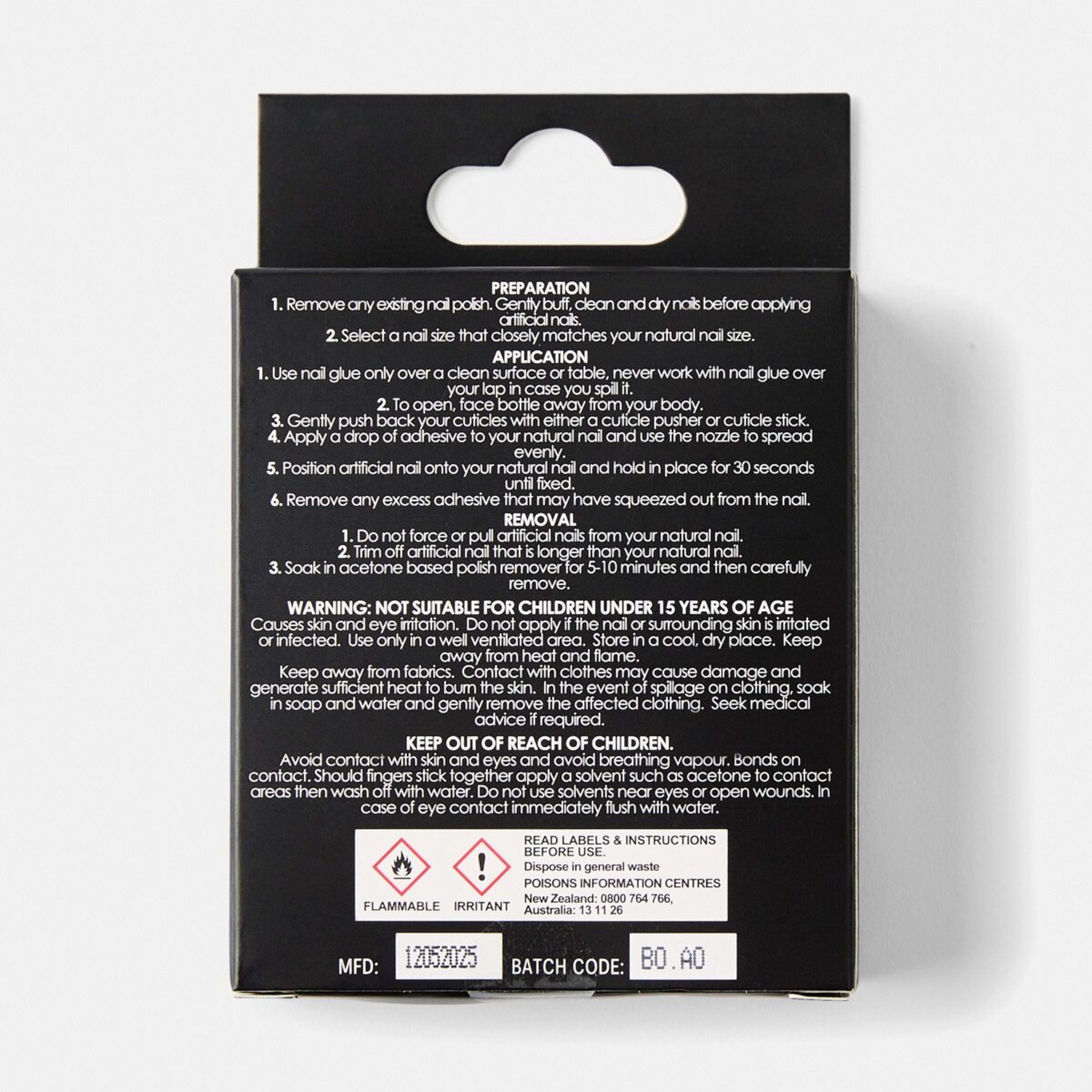 2 OXX Cosmetics 24 Pack Artificial Nails with Adhesive - Medium Square Shape, Soft Pink Glitter, 2 of 5
