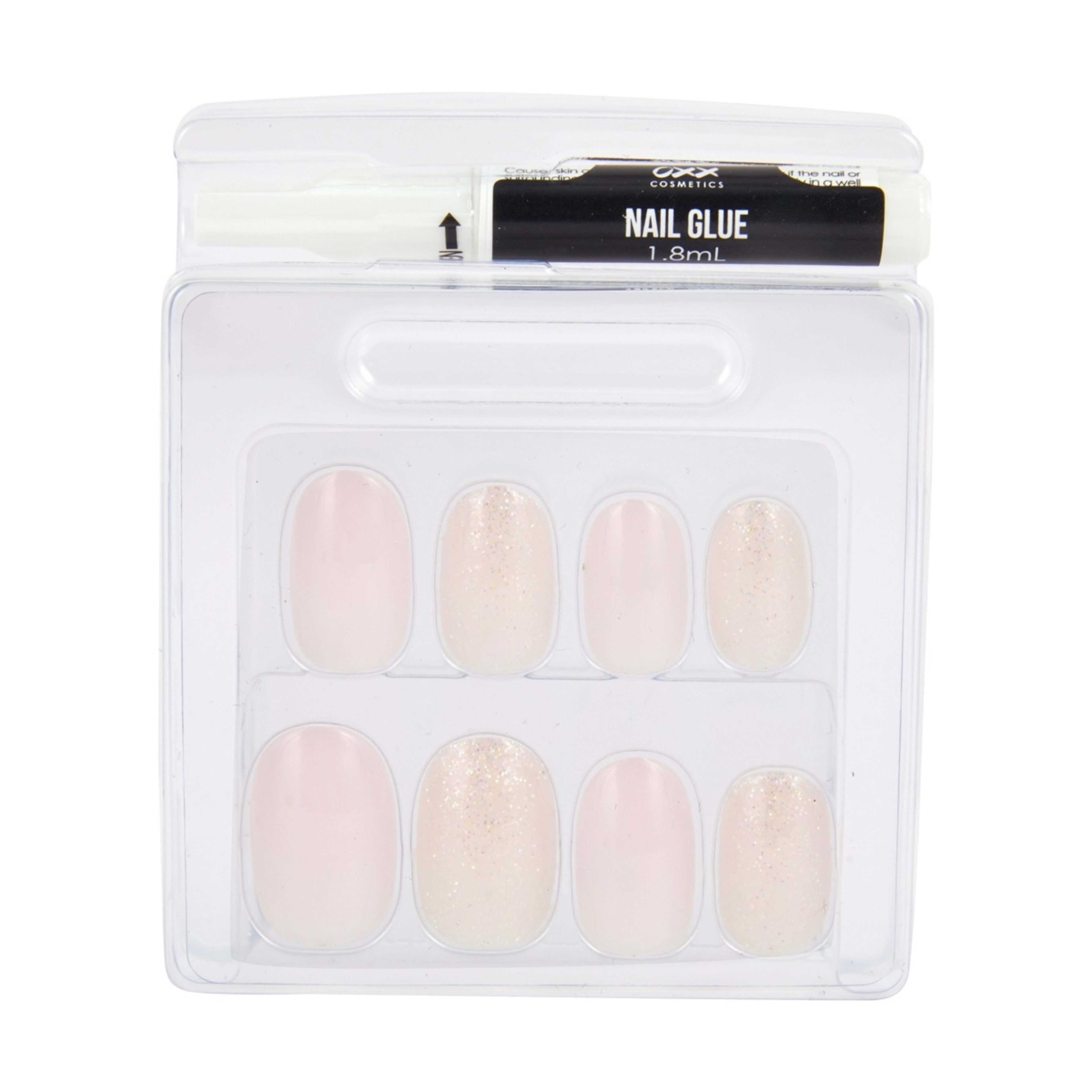 3 OXX Cosmetics 24 Pack Artificial Nails with Adhesive - Oval Shape, Pink Shimmer, 3 of 5