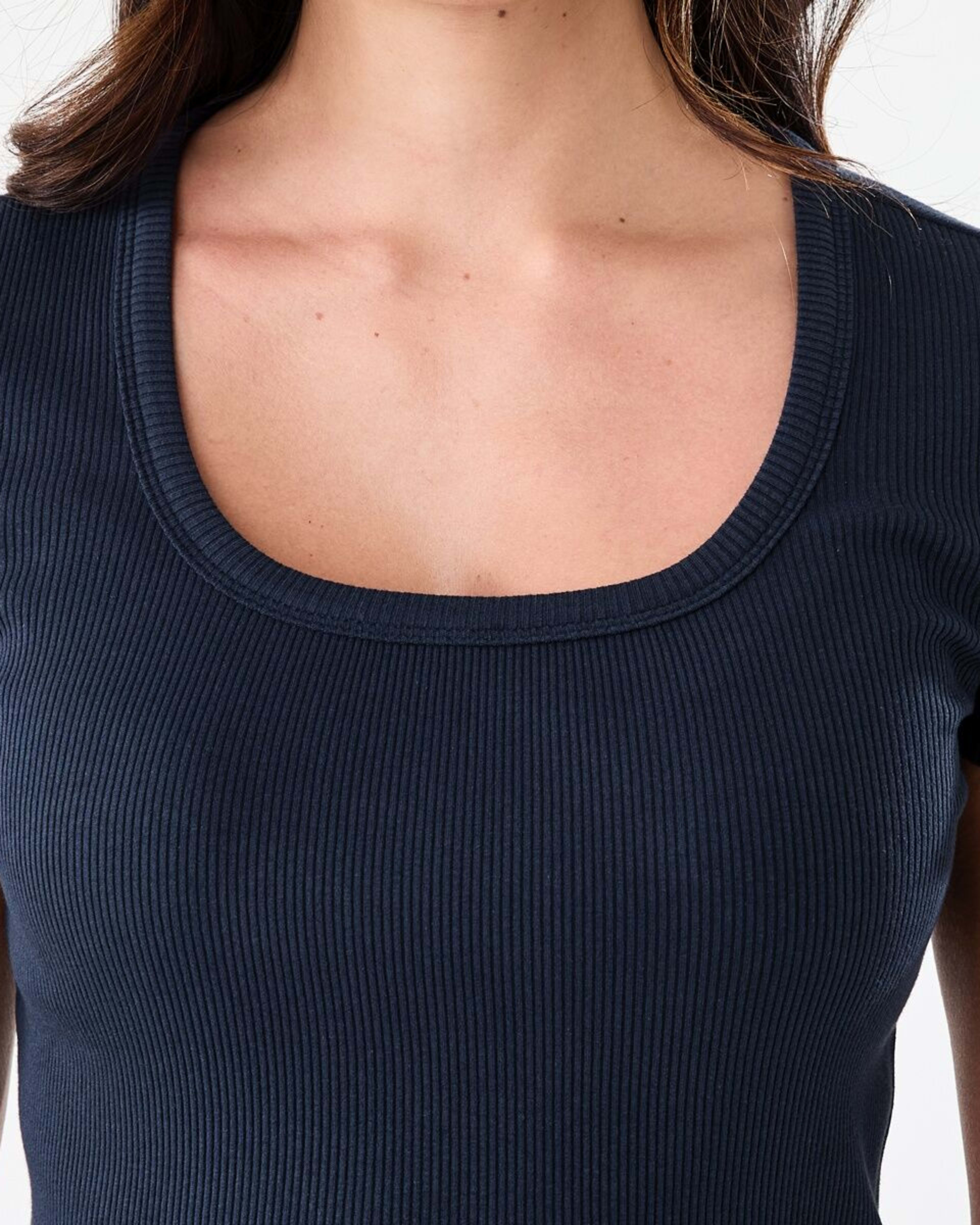 5 Short Sleeve Rib Square Neck T-shirt Navy Blaze, 5 of 5