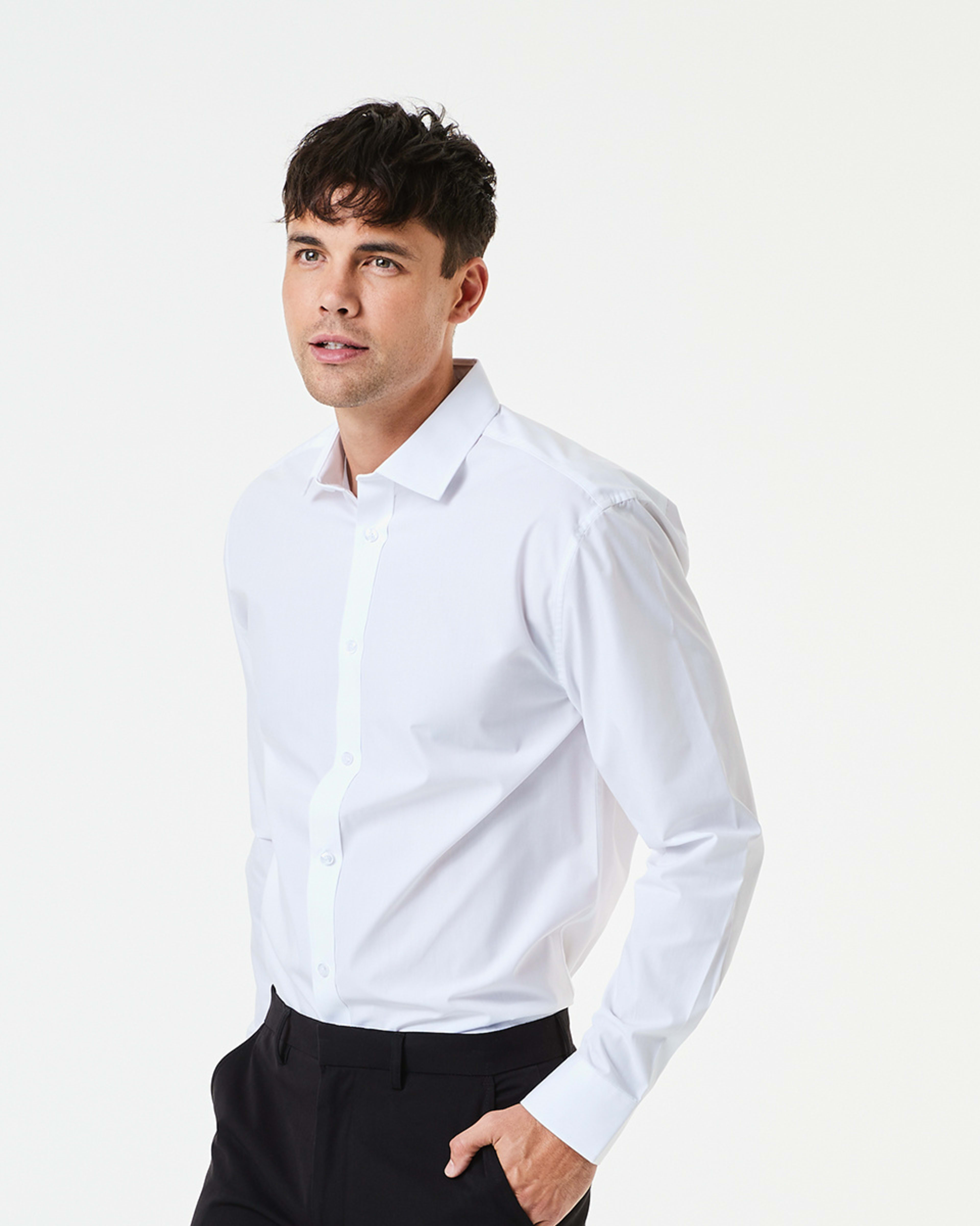 2 Work Long Sleeve Business Shirt WHITE, 2 of 6