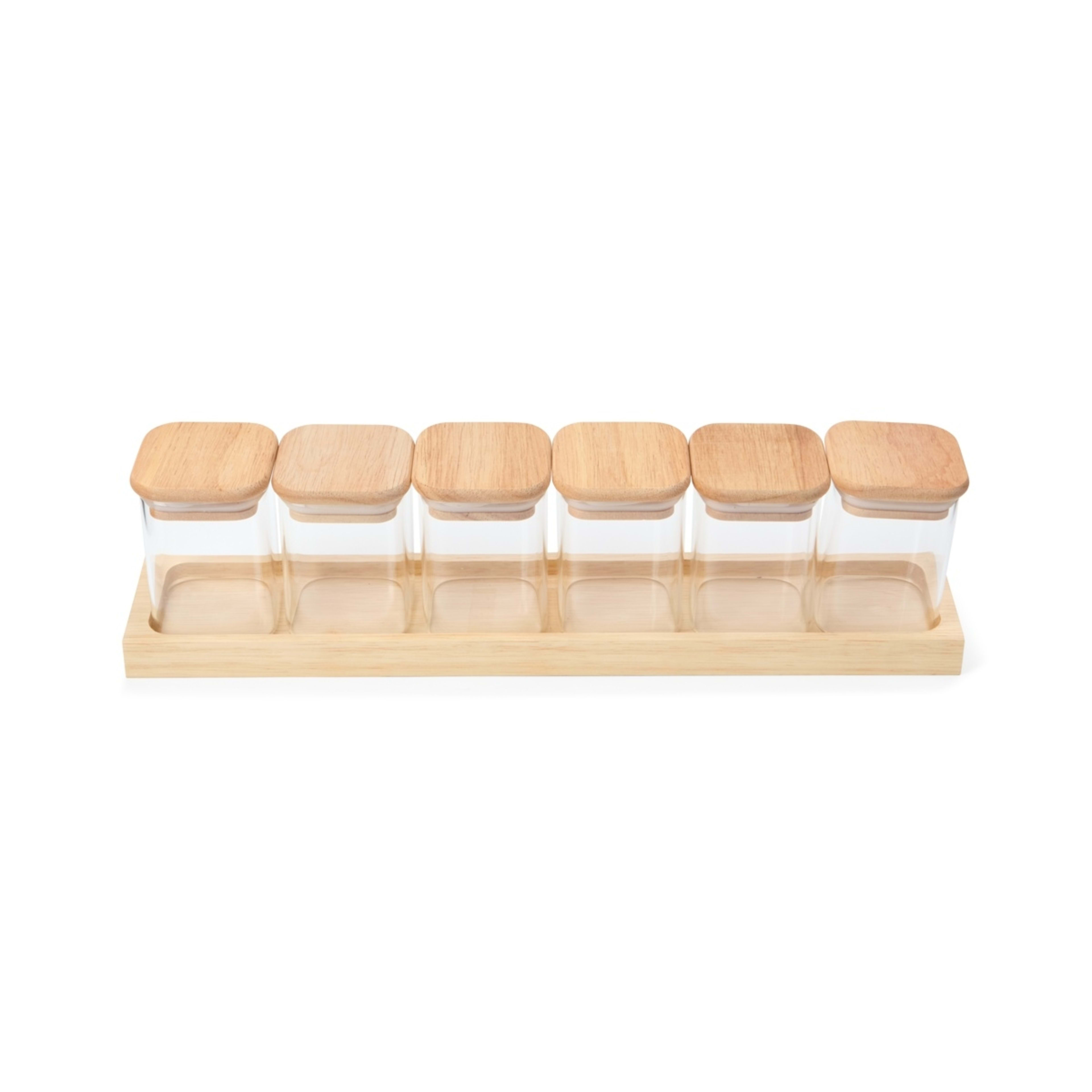 4 Set of 6 Square Spice Jars with Tray, 4 of 10