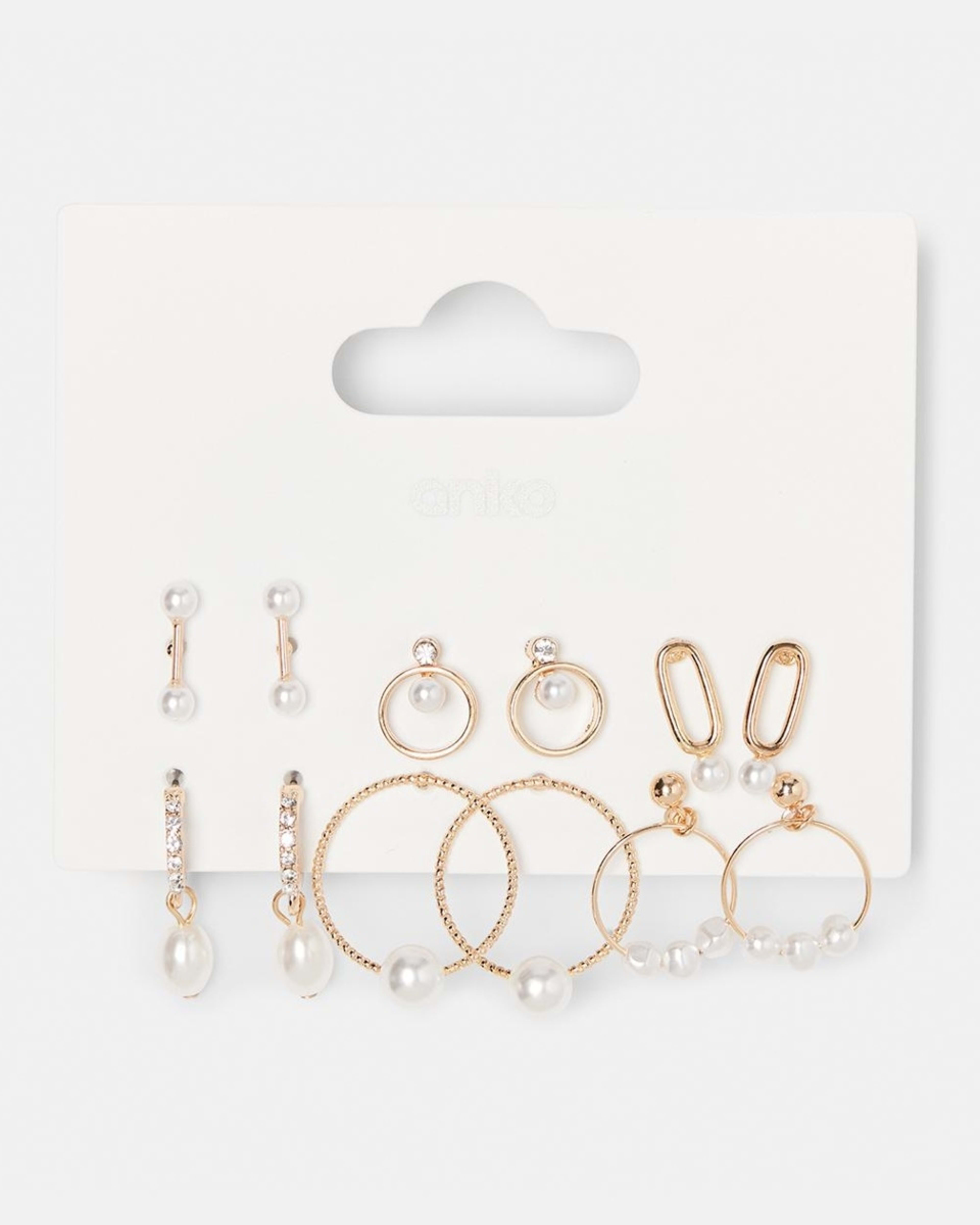 6 Pack Faux Pearl Hoop Earrings Gold Tone Kmart