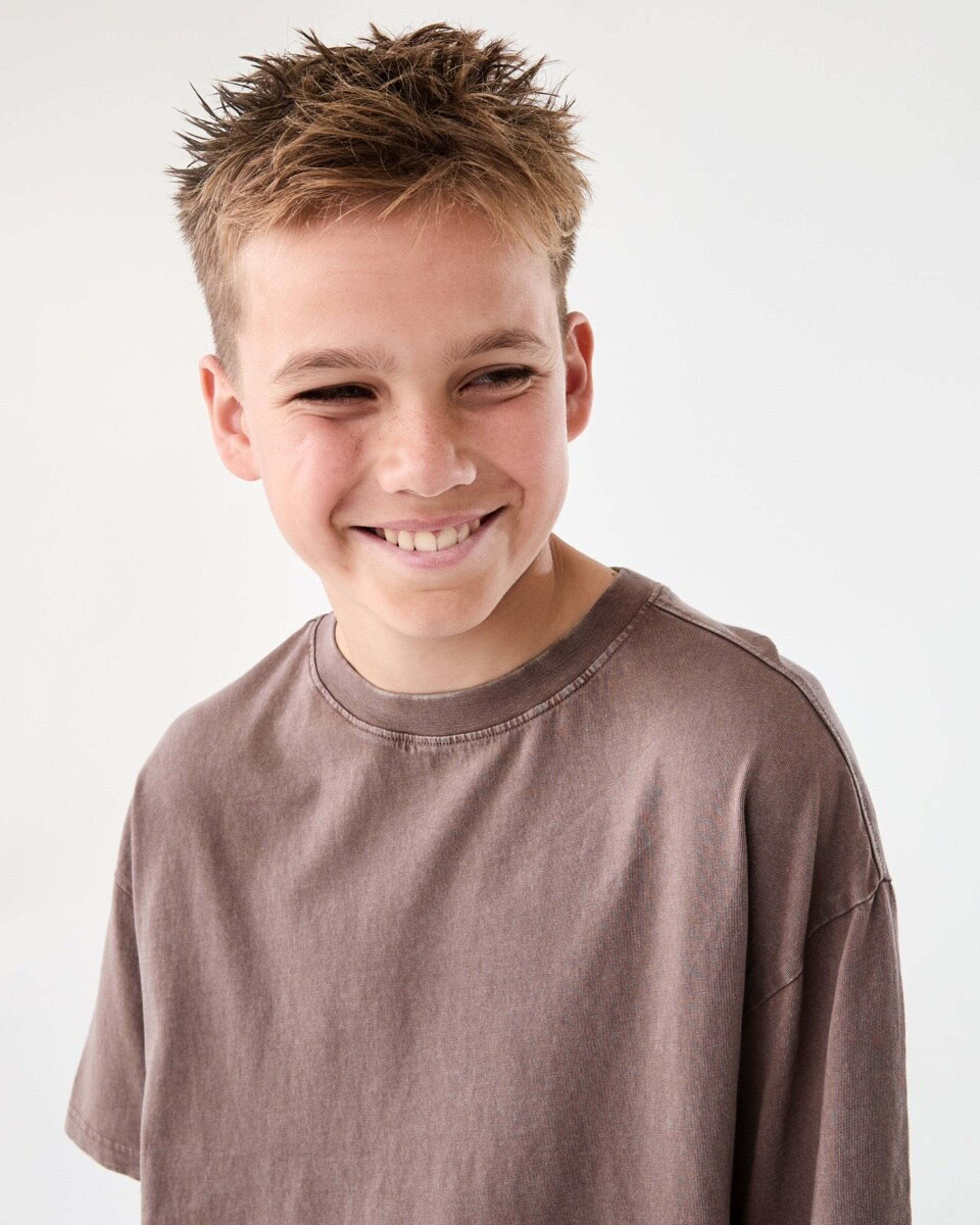 3 Short Sleeve Oversized Acid Wash T-shirt BROWN CHOC, 3 of 6