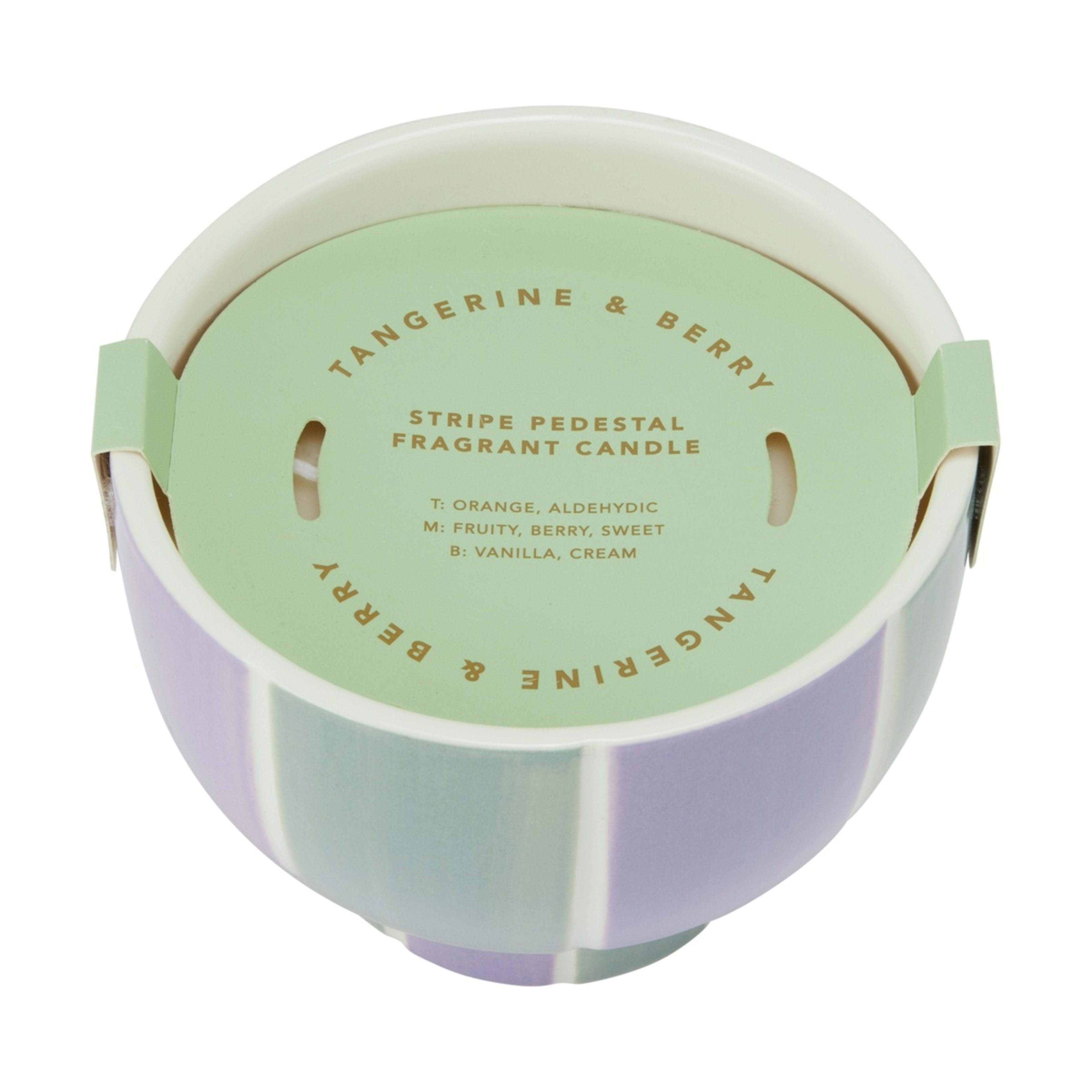 6 Tangerine and Berry Stripe Pedestal Fragrant Candle, 6 of 9
