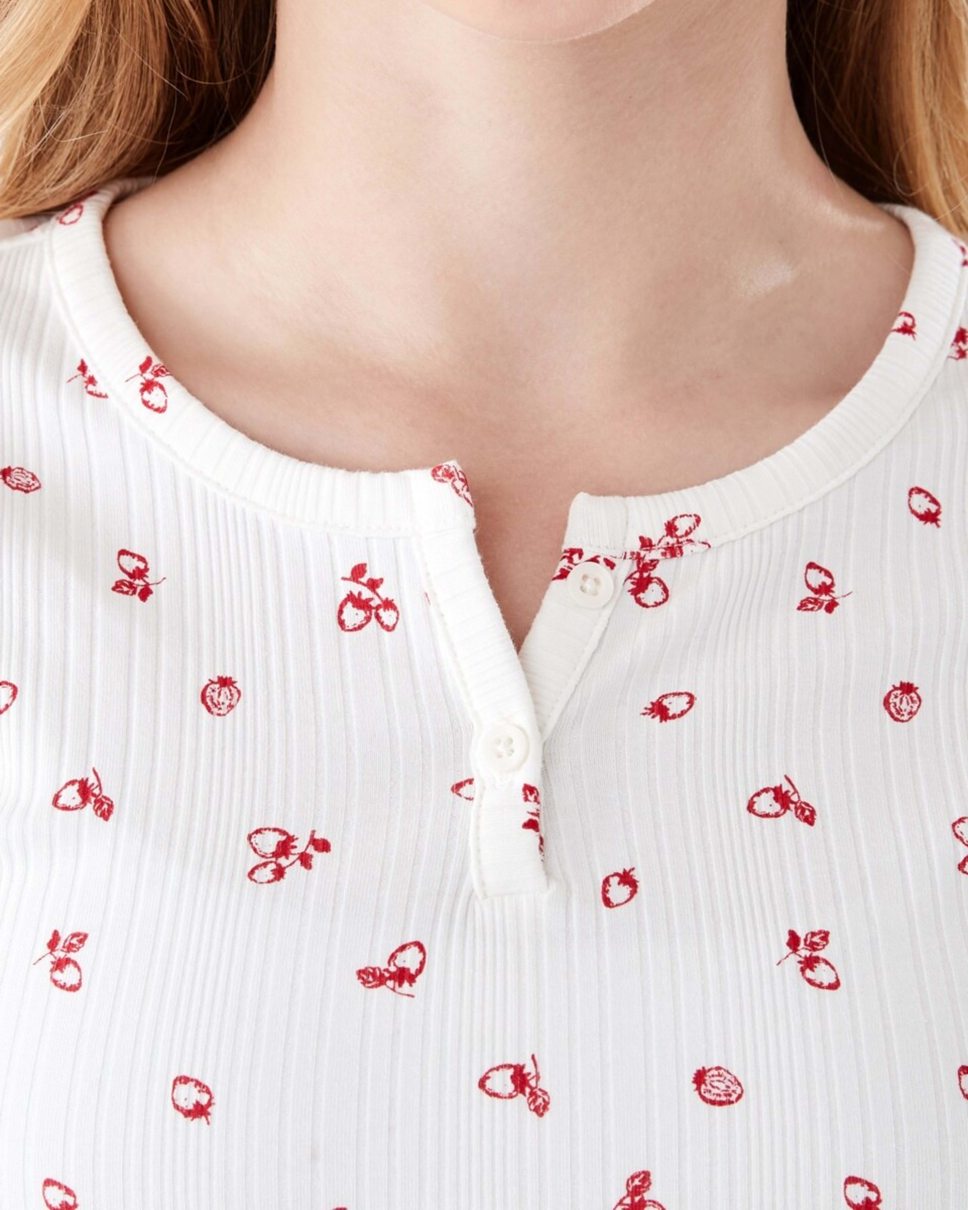 4 Rib Henley T-shirt BERRY SERENADE SNOW WHITE, 4 of 7