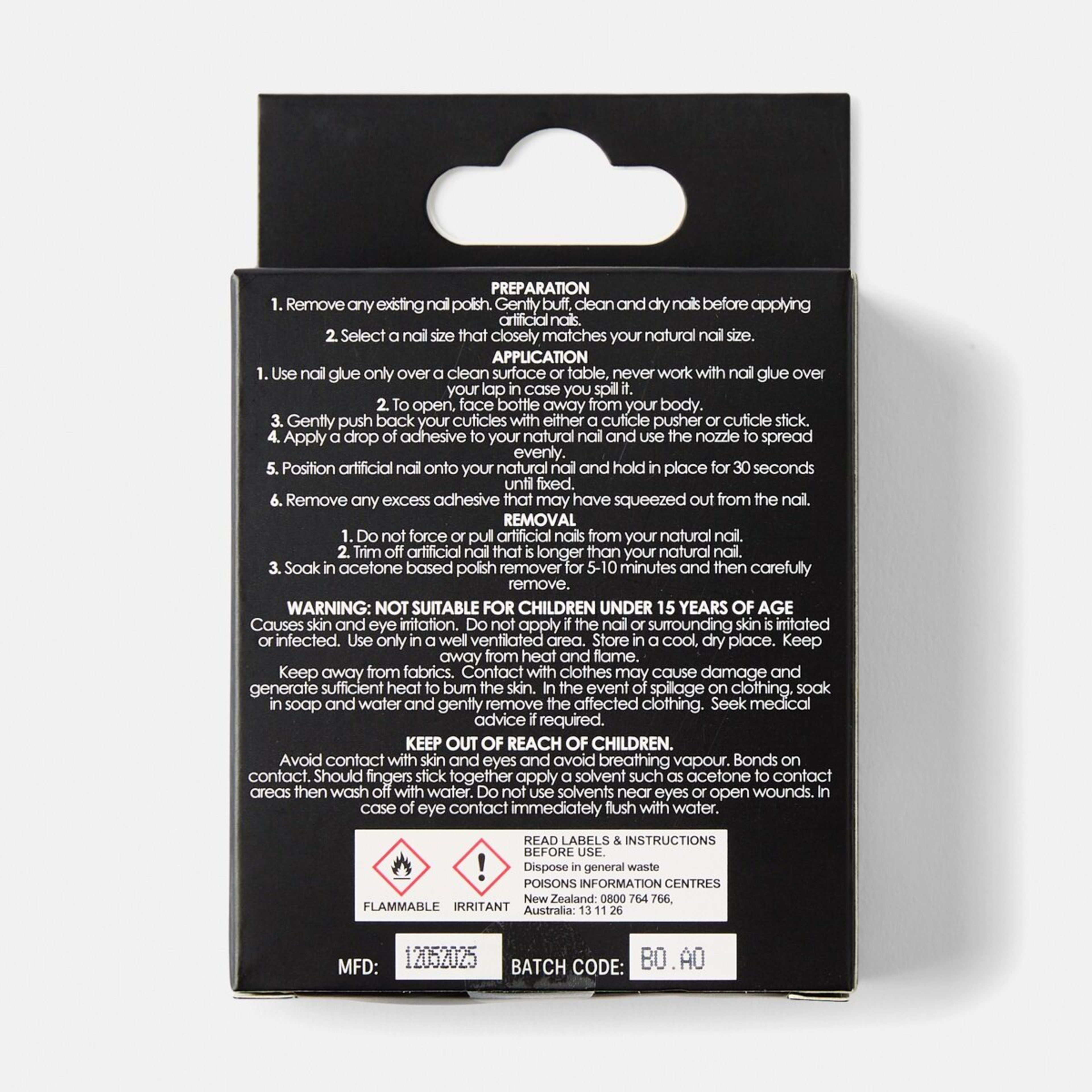 2 OXX Cosmetics 24 Pack Artificial Nails with Adhesive - Coffin Shape, Nude Gold Tone, 2 of 5