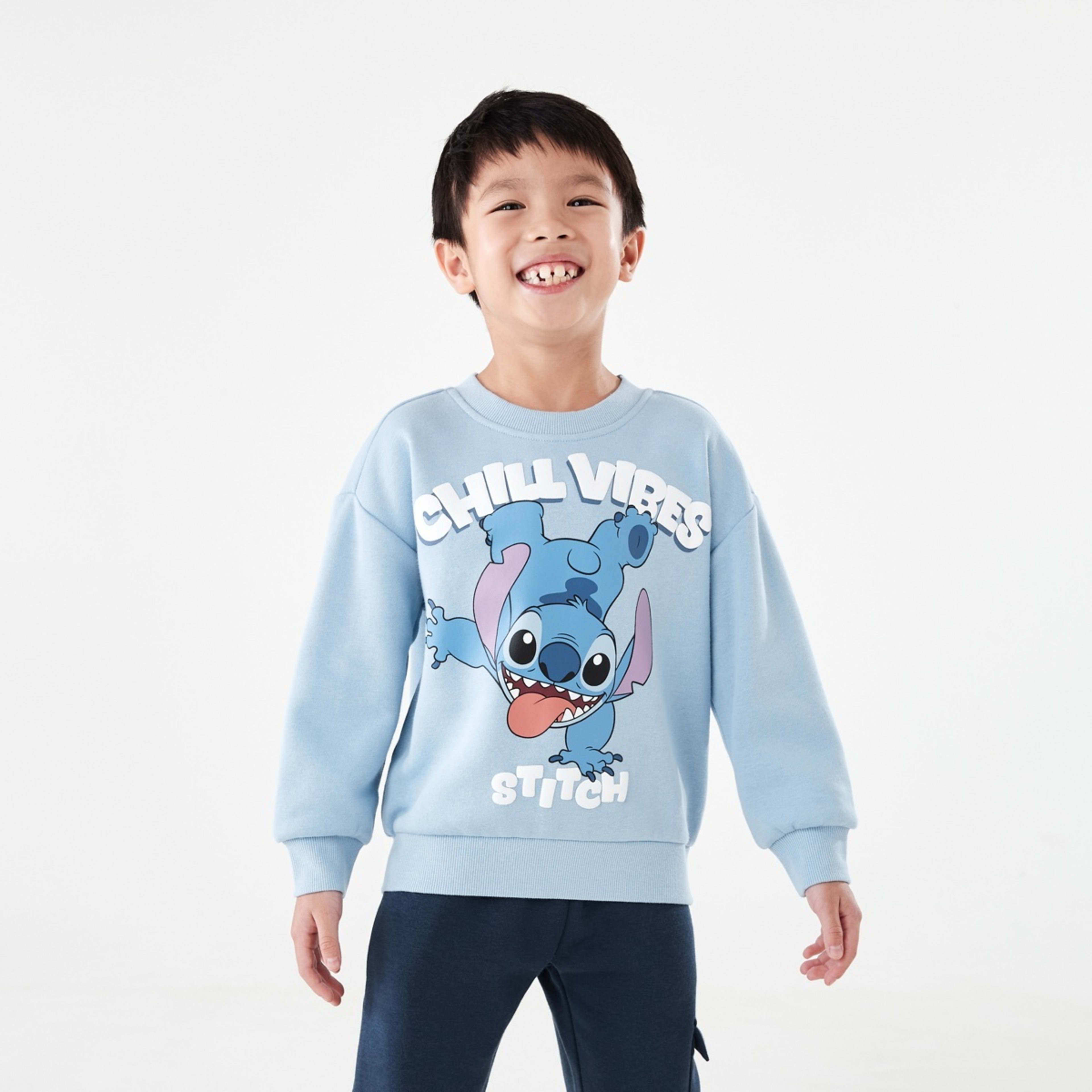 1 Lilo and Stitch License Oversized Print Crew Neck Sweatshirt Lilo Stitch Chill Vibes, 1 of 8