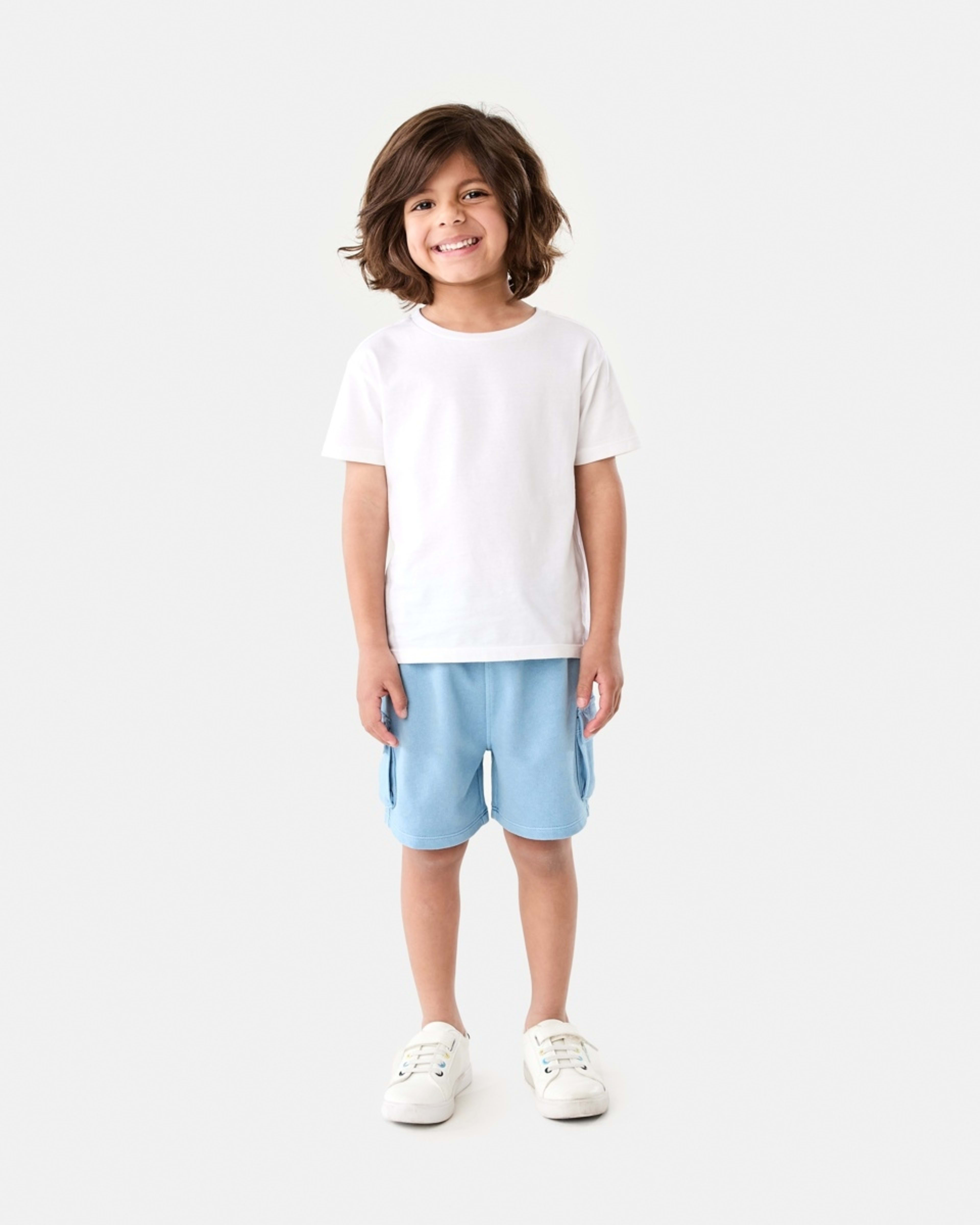 5 Washed Cargo Knit Shorts FADED DENIM, 5 of 6