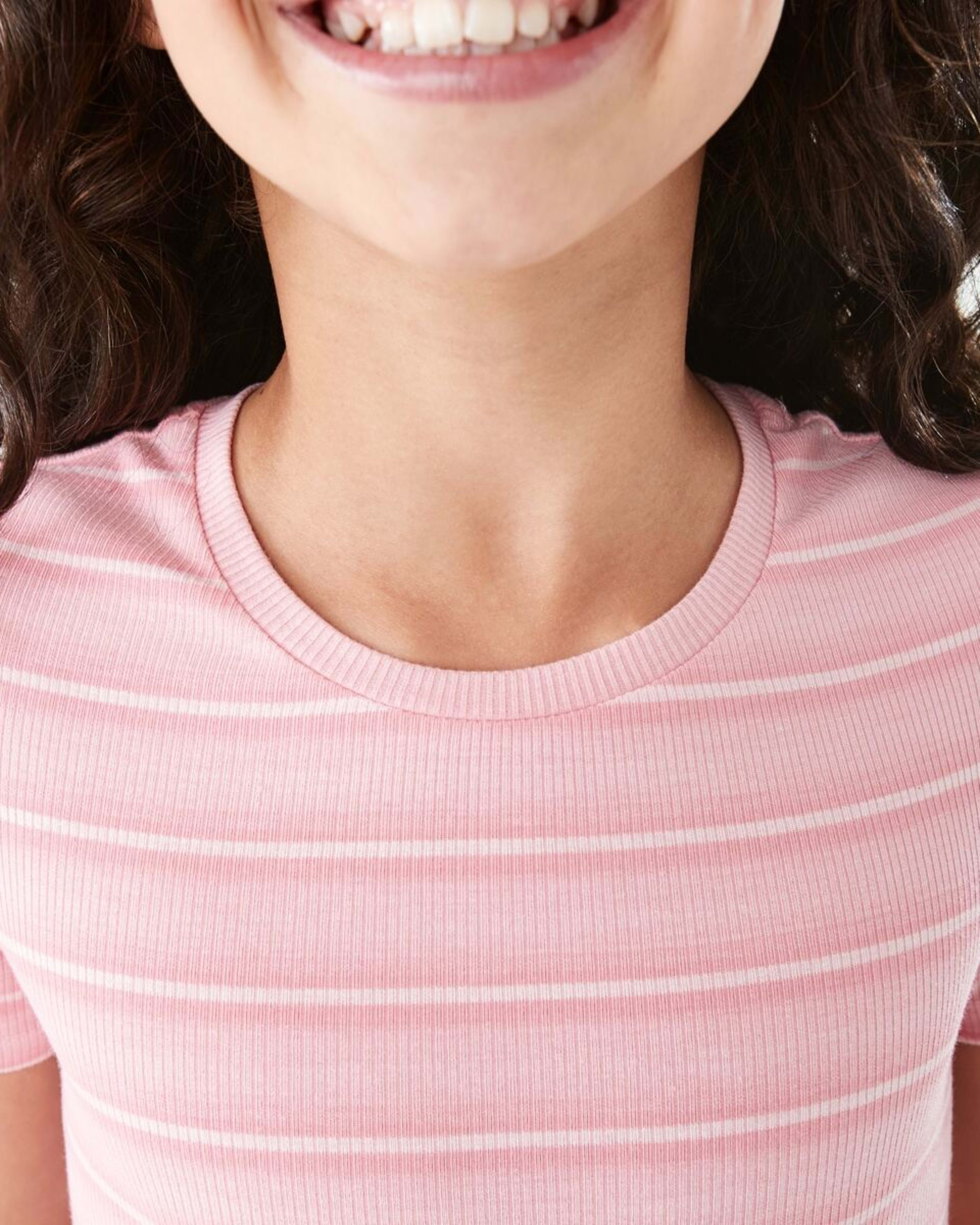 4 Short Sleeve Rib Top Pnk Stripe, 4 of 9