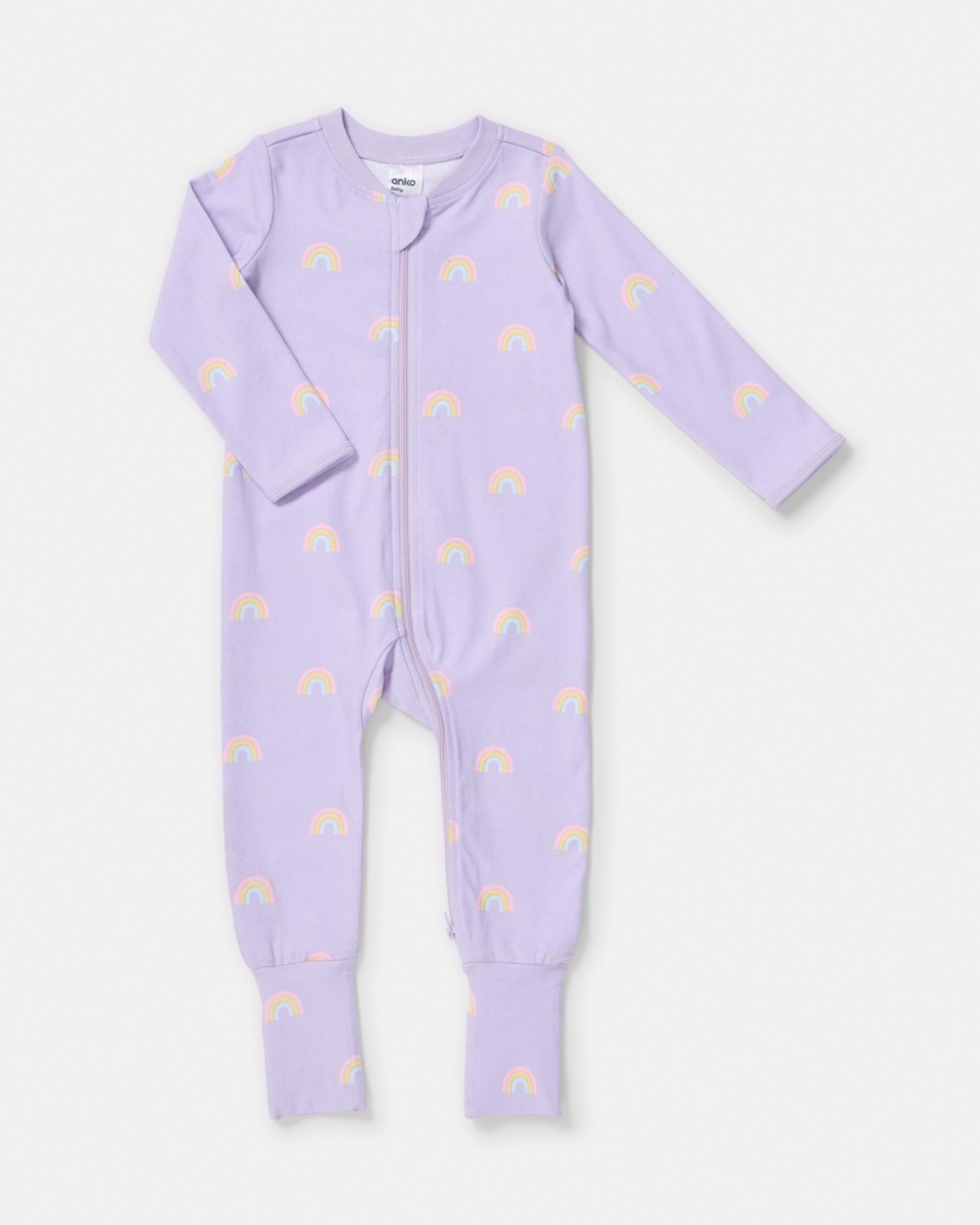 1 Turn Cuff Coverall Purple Rainbow