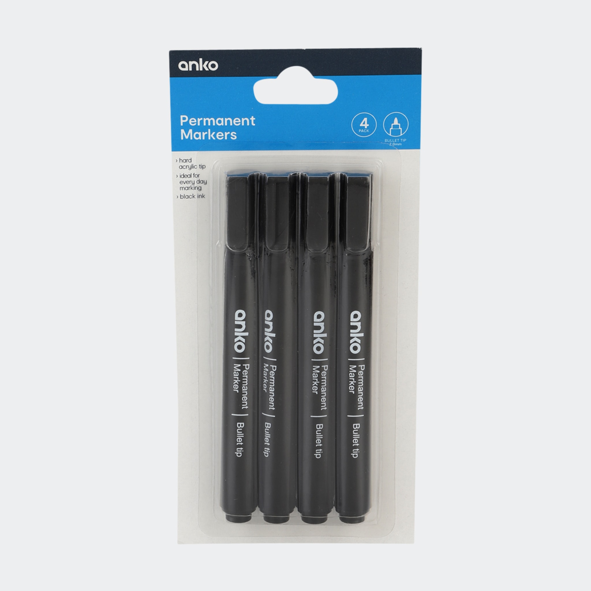 4 Pack Permanent Markers Black Kmart