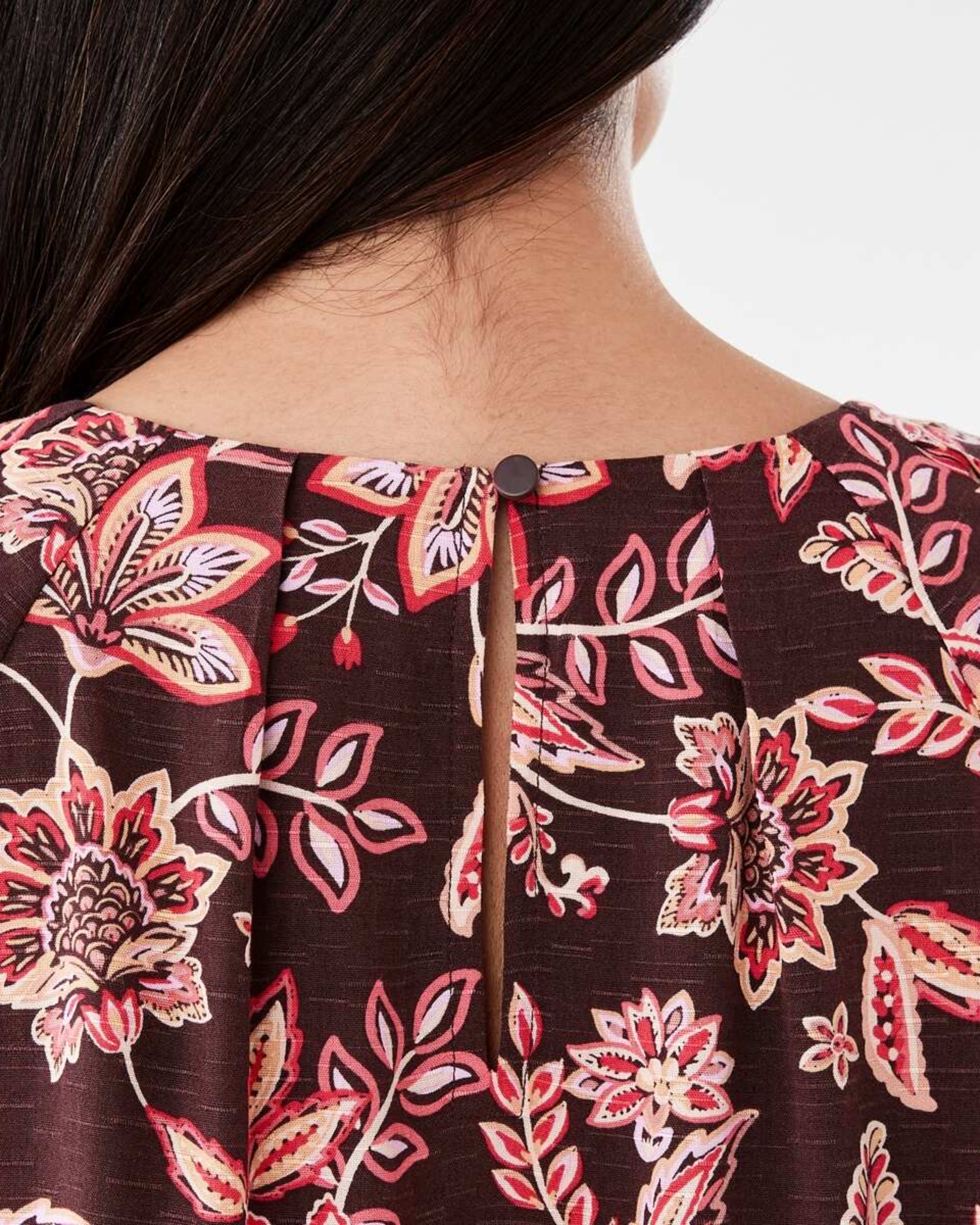 6 Short Sleeve Tuck Top CHINTZ WARM MULBERRY, 6 of 6