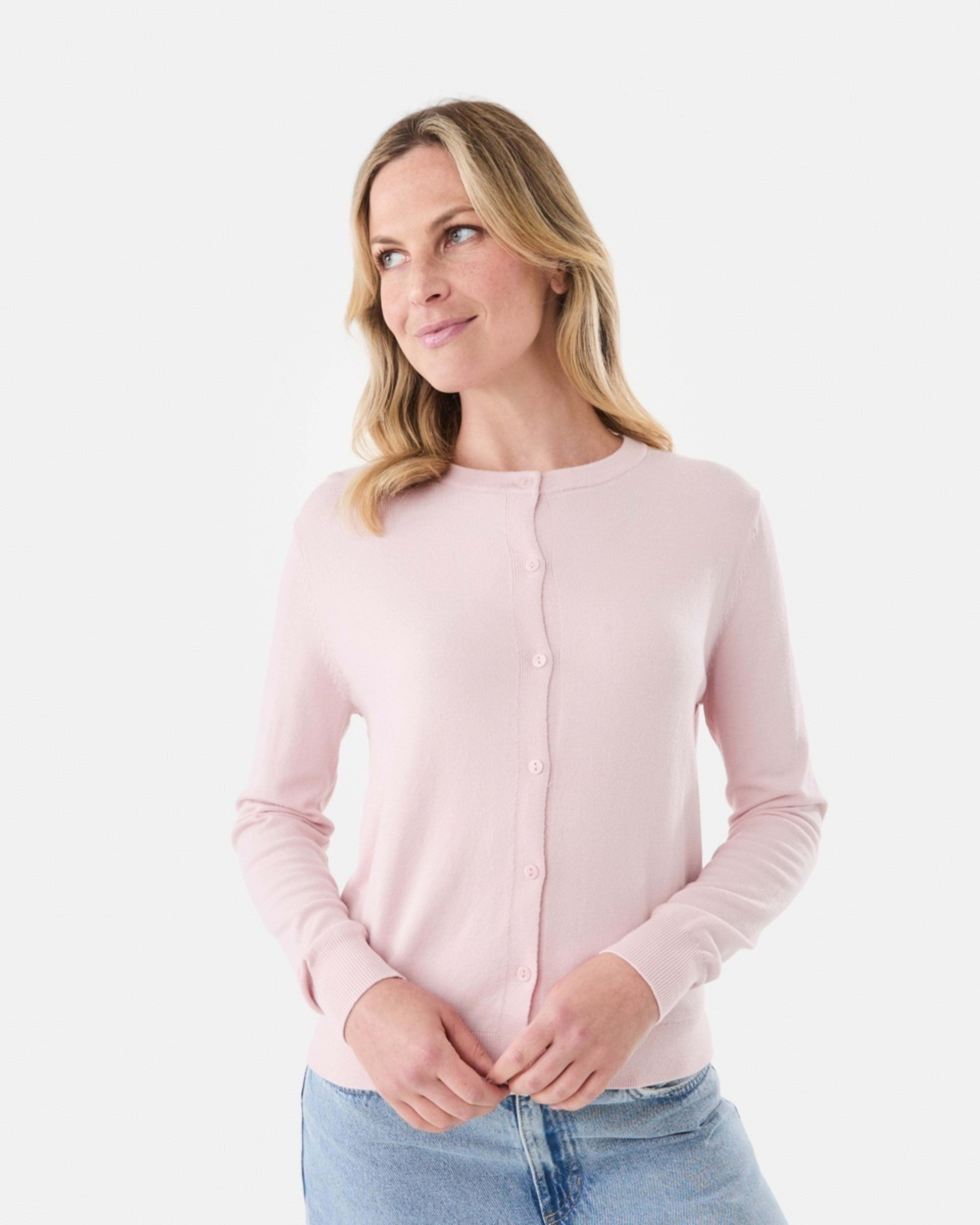 1 Lightweight Crew Neck Cardigan SOFT BLOSSOM