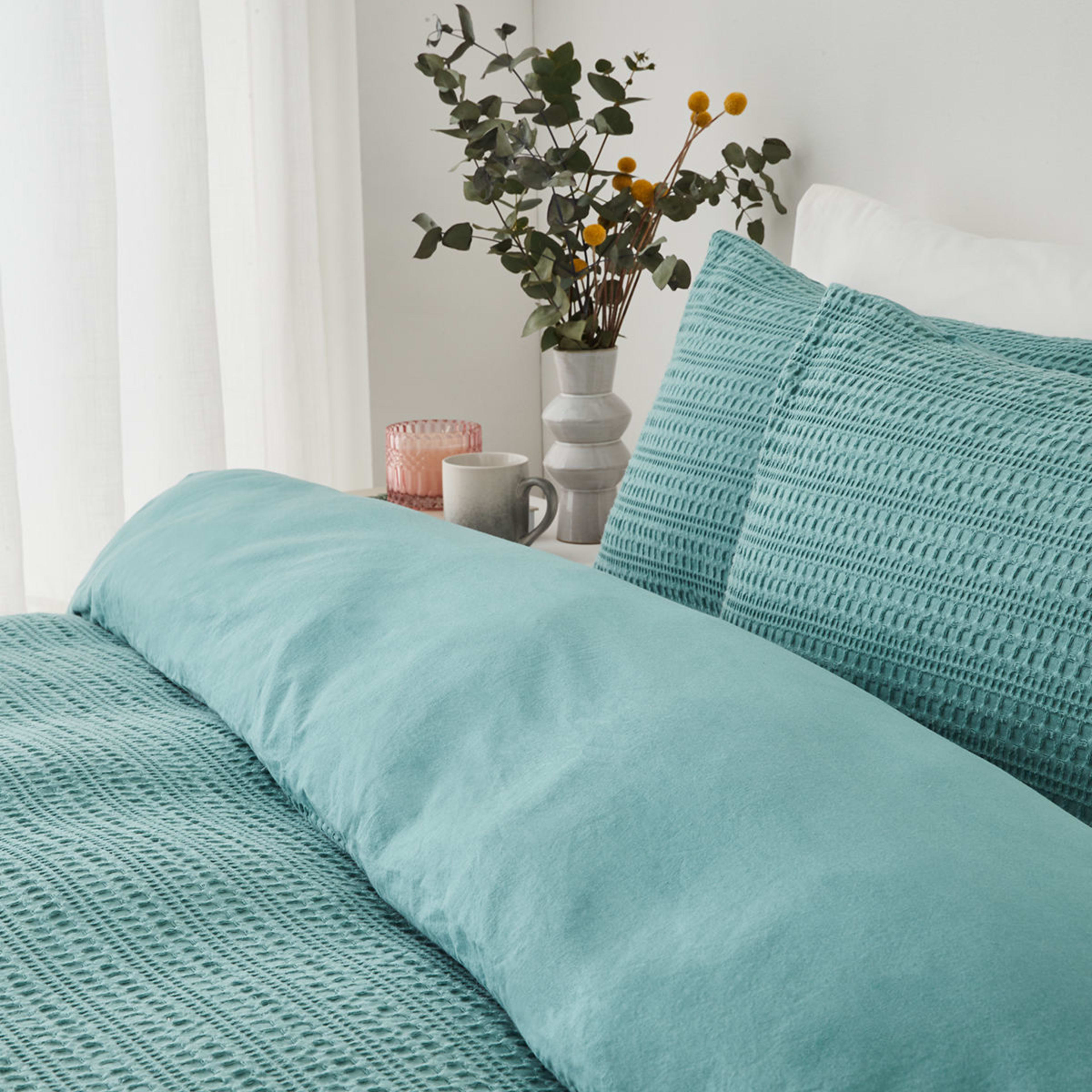 Makena Cotton Quilt Cover Set King Bed, Mineral Kmart