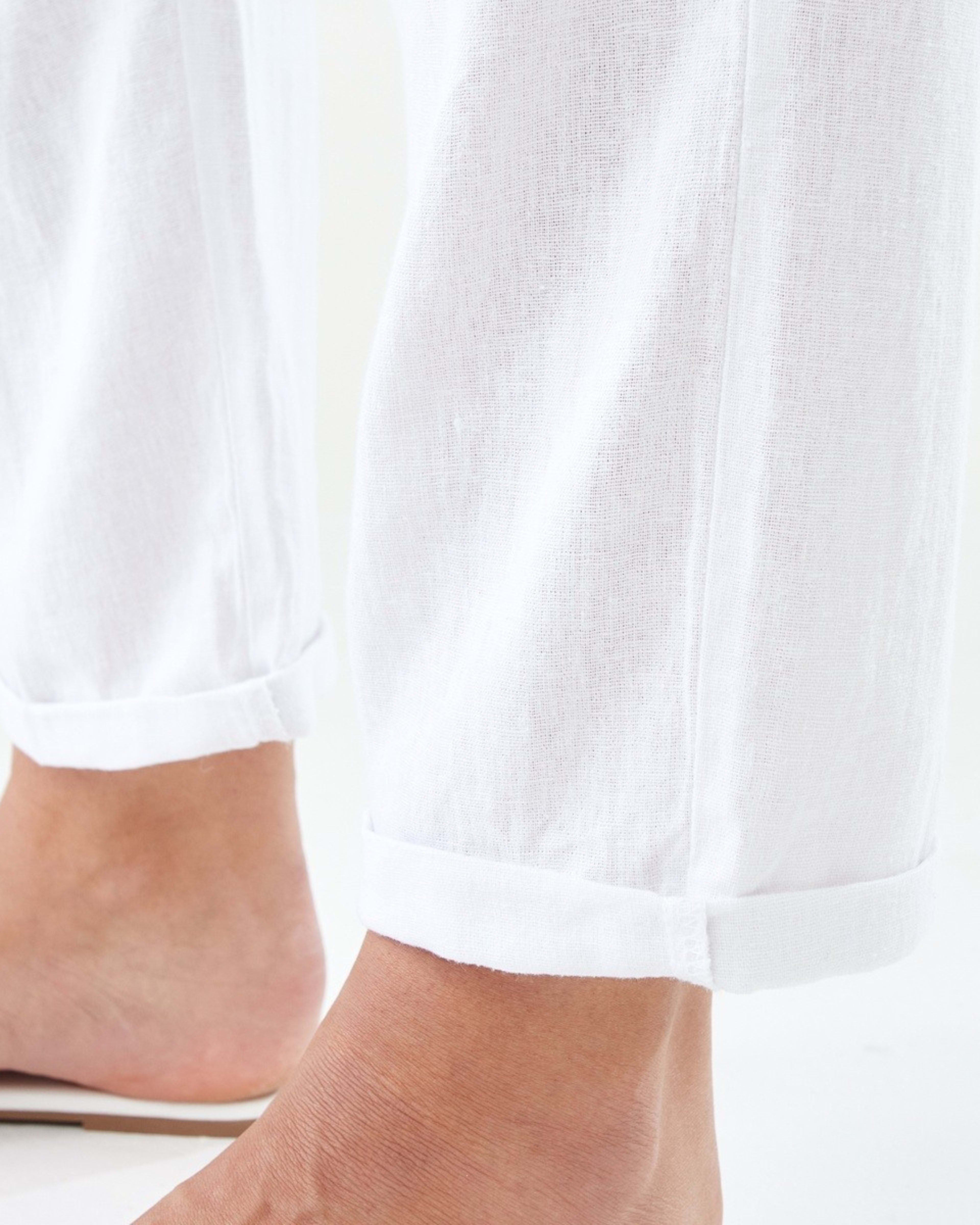 7 Drawstring Linen Blend Pants White, 7 of 9