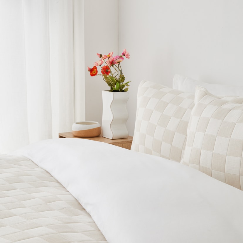 Lennox Cotton Quilt Cover Set King Bed, Off White Kmart