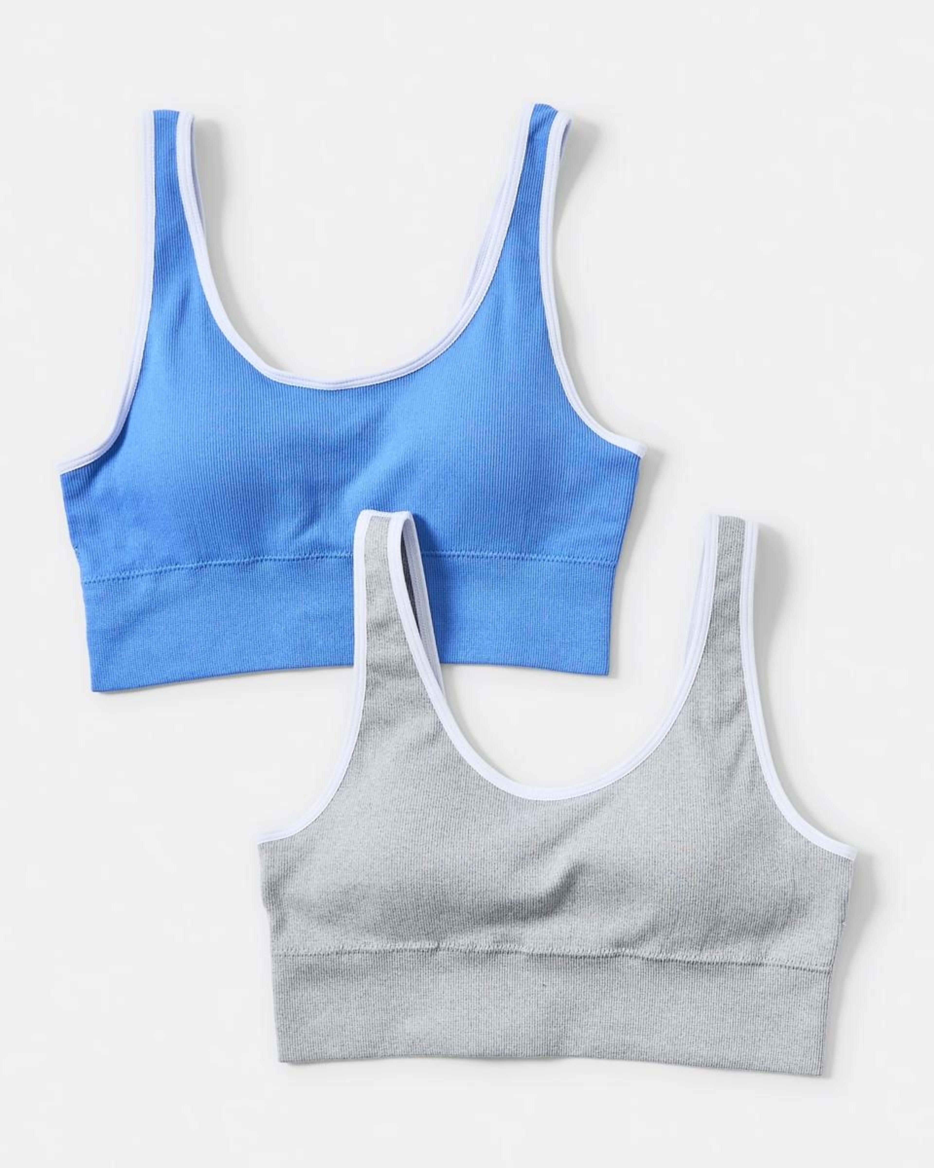 1 2 Pack Wirefree Seamfree Trim Crop Top BLUE MARINE, GREY MARLE, 1 of 9