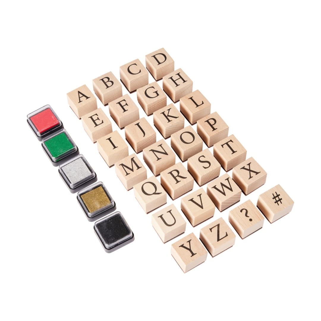 Wooden Stamp Set Alphabet, Upper Case Kmart