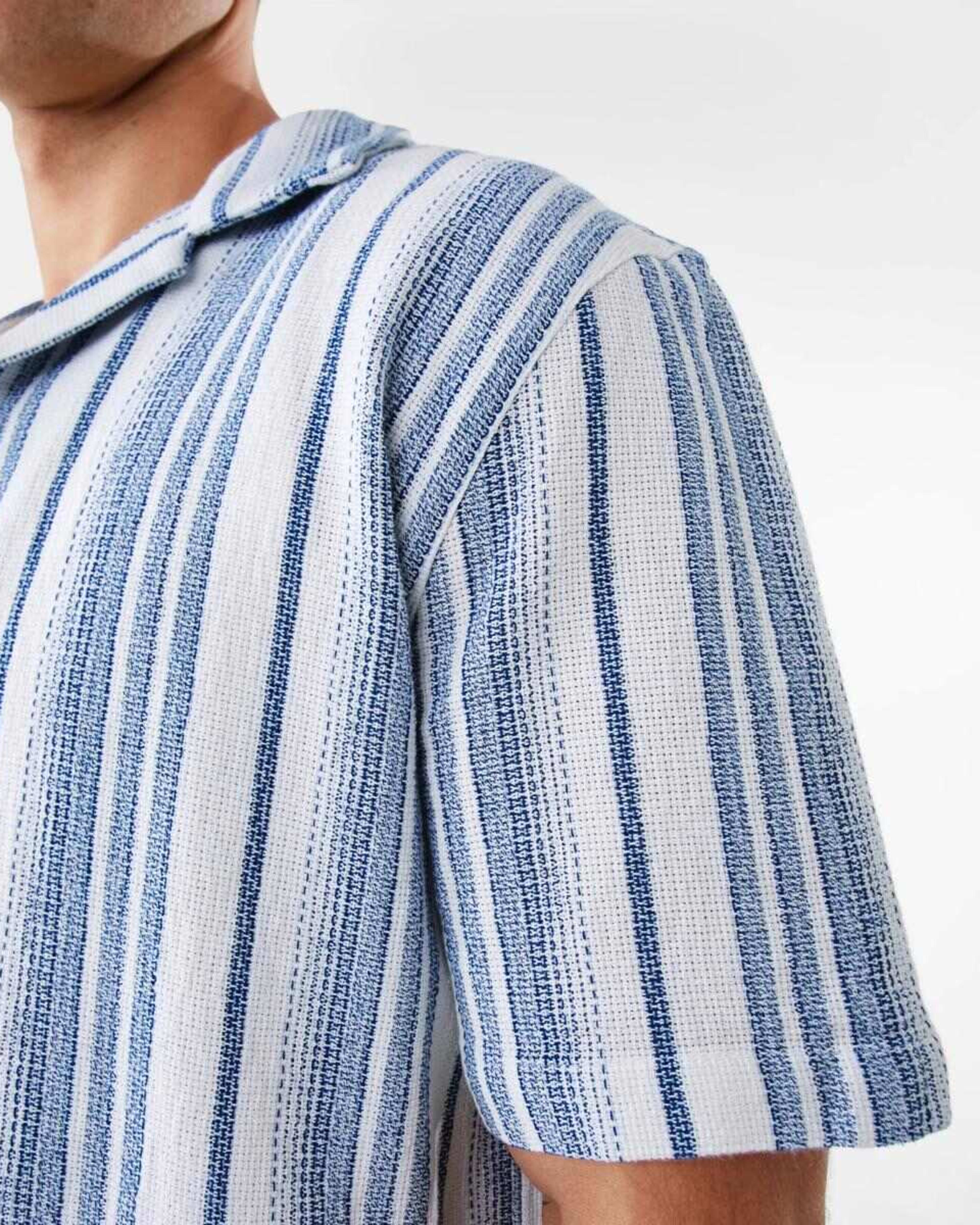 6 Short Sleeve Textured Stripe Shirt VAM STRIPE BLUE, 6 of 7