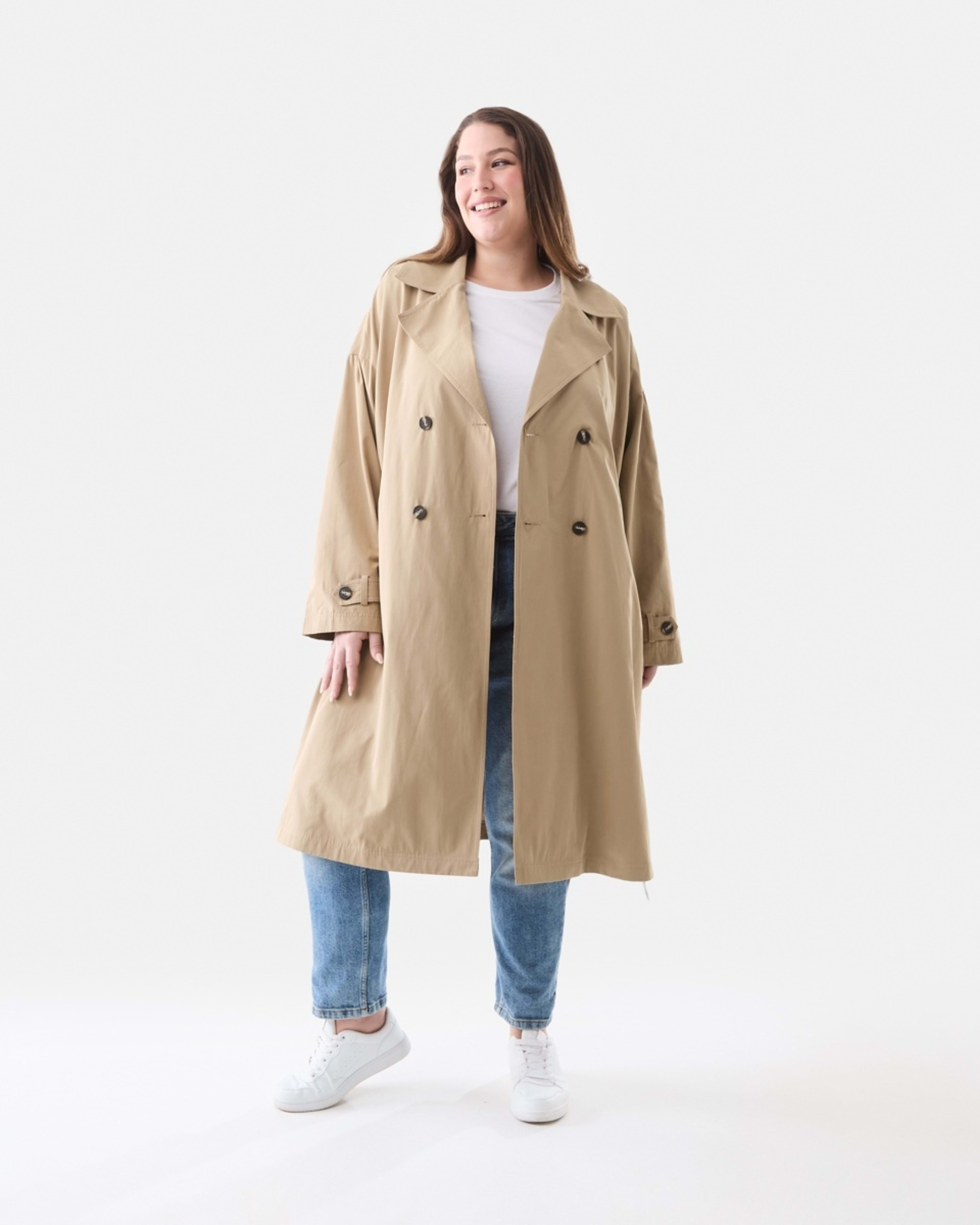 1 Curve Longline Trench Coat Sandstone