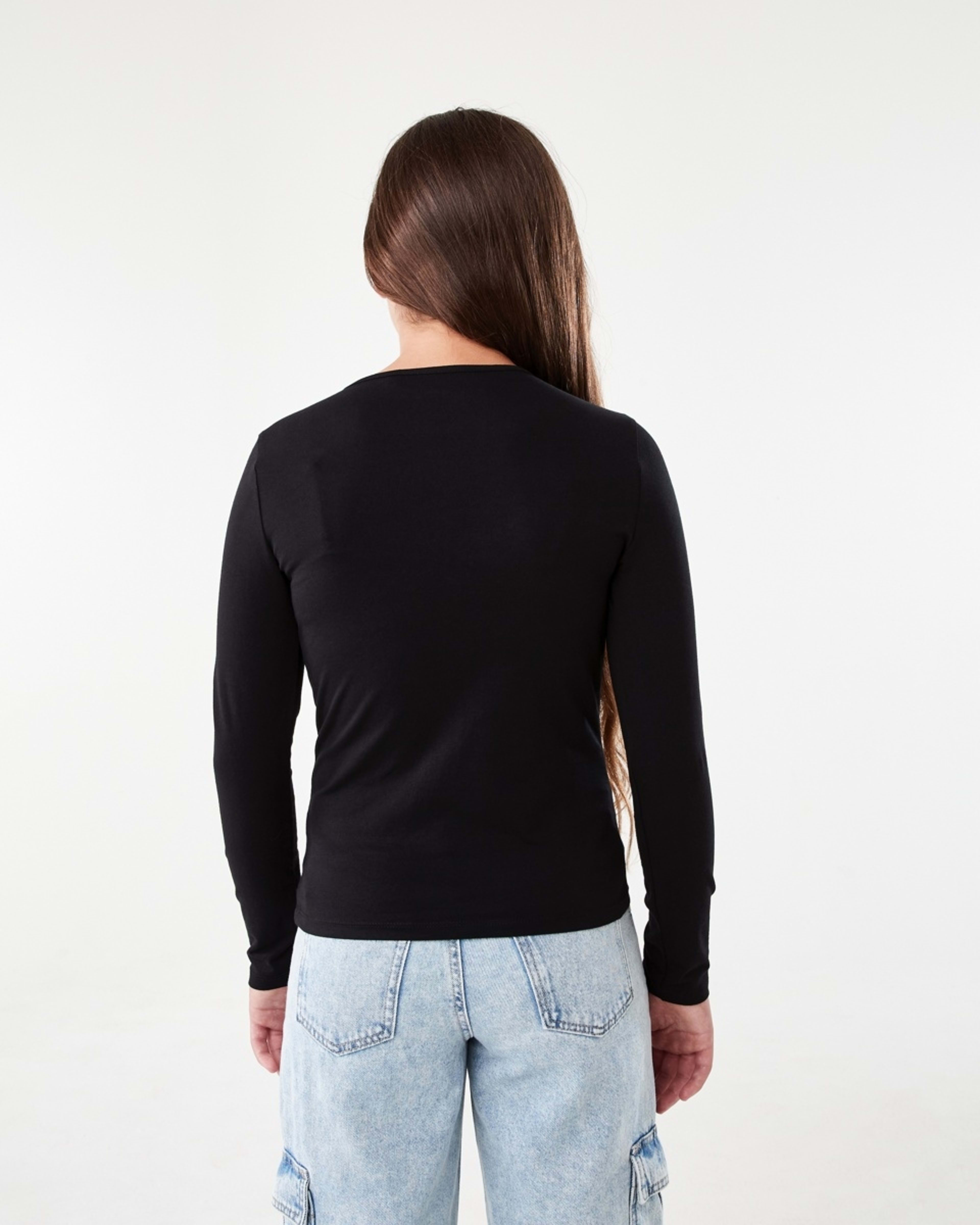 2 Plain Long Sleeve Top Black, 2 of 8