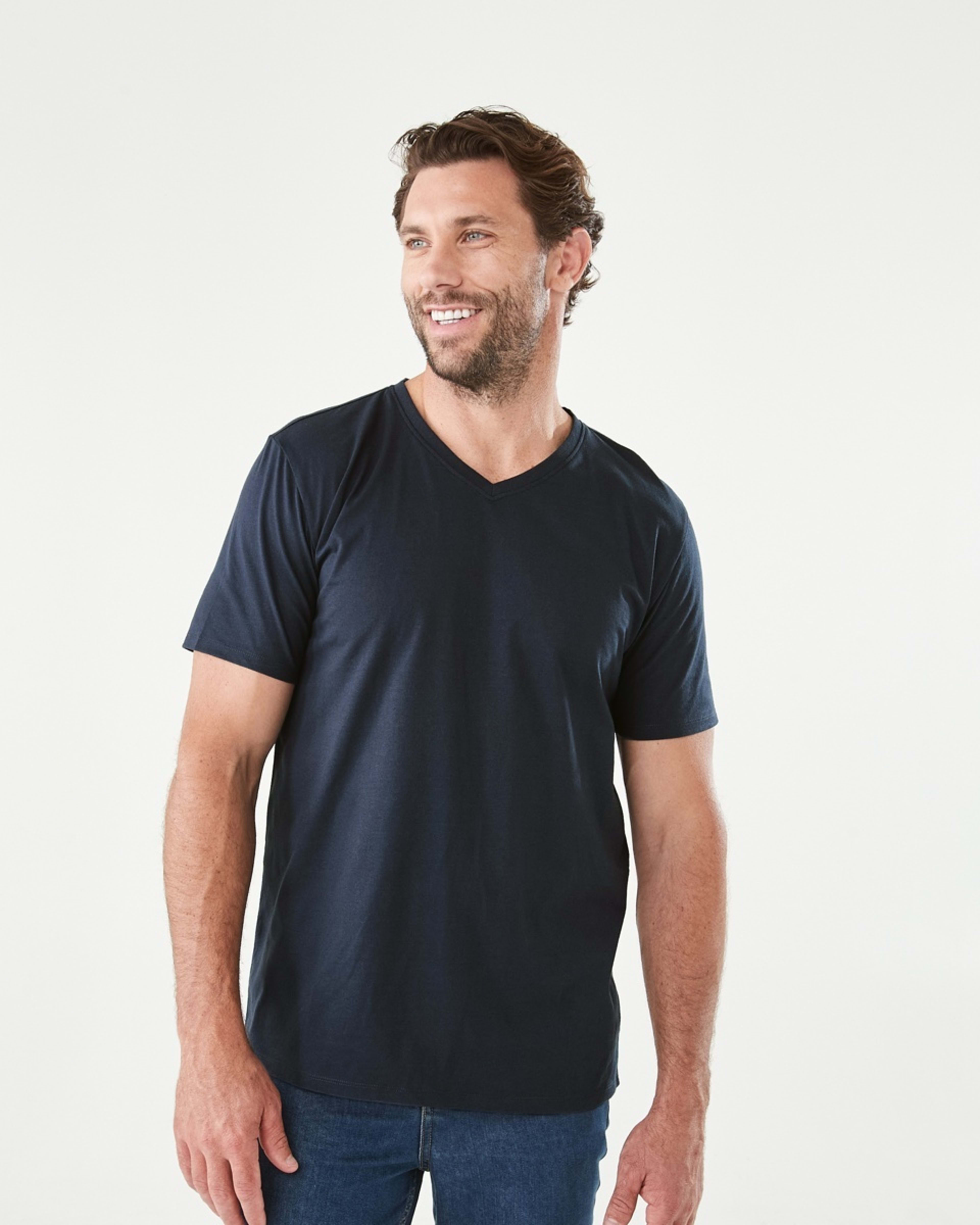 1 Plain V-Neck T-shirt Blu Night