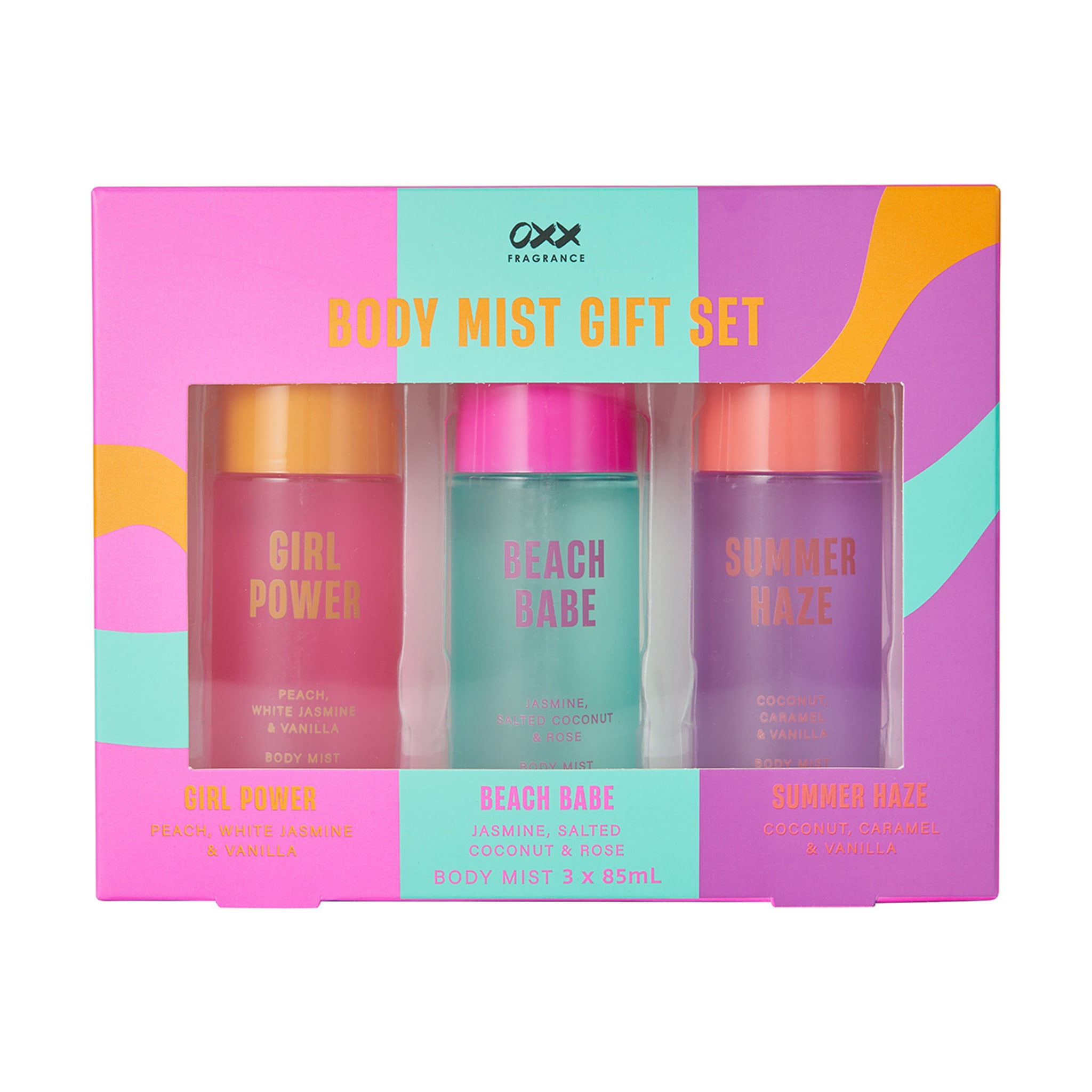 OXX Fragrance Body Mist Gift Set Girl Power, Beach Babe, Summer Haze