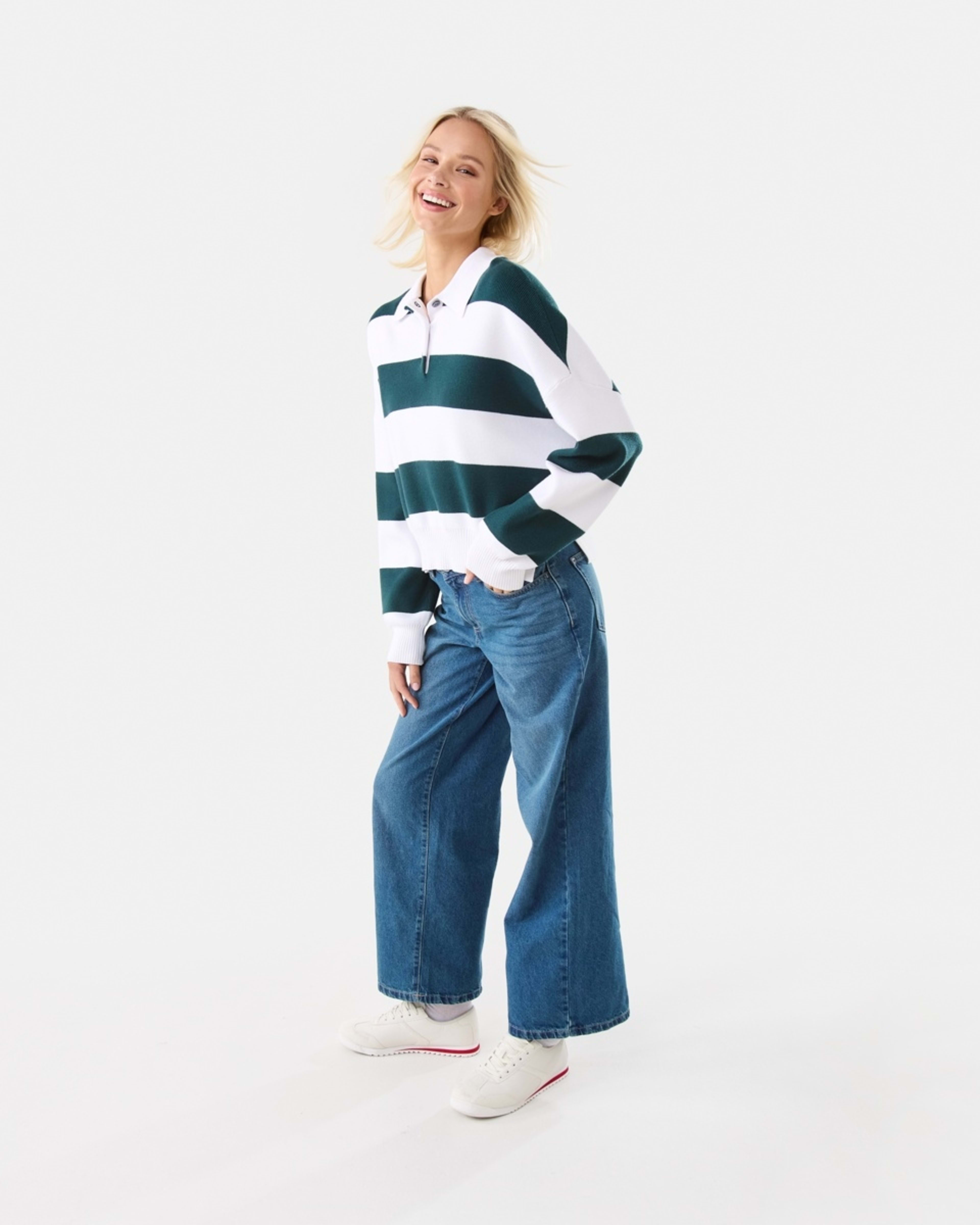 3 Polo Stripe Jumper Green Strp, 3 of 7