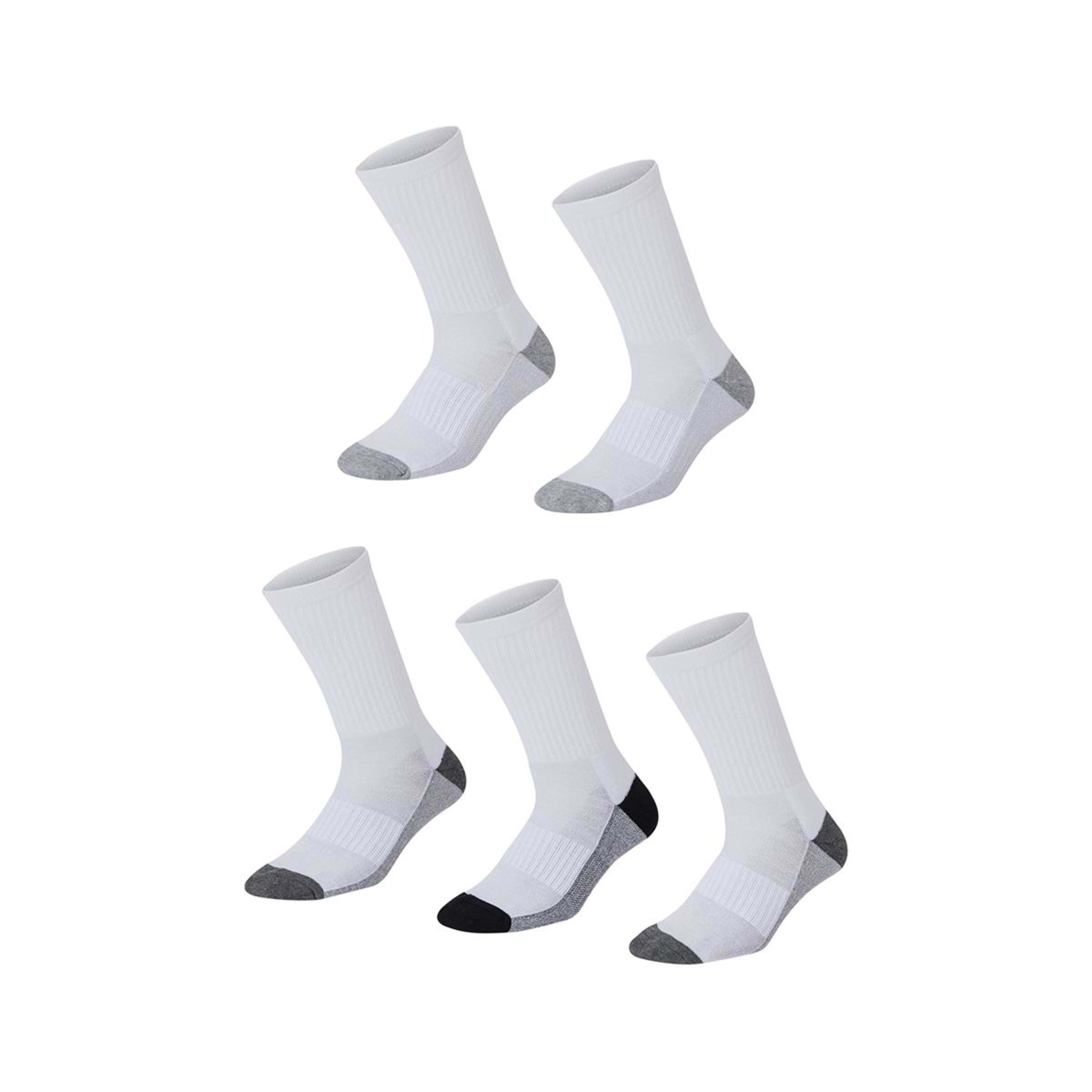 1 5 Pack Super Tough Crew Socks White Colour, 1 of 3