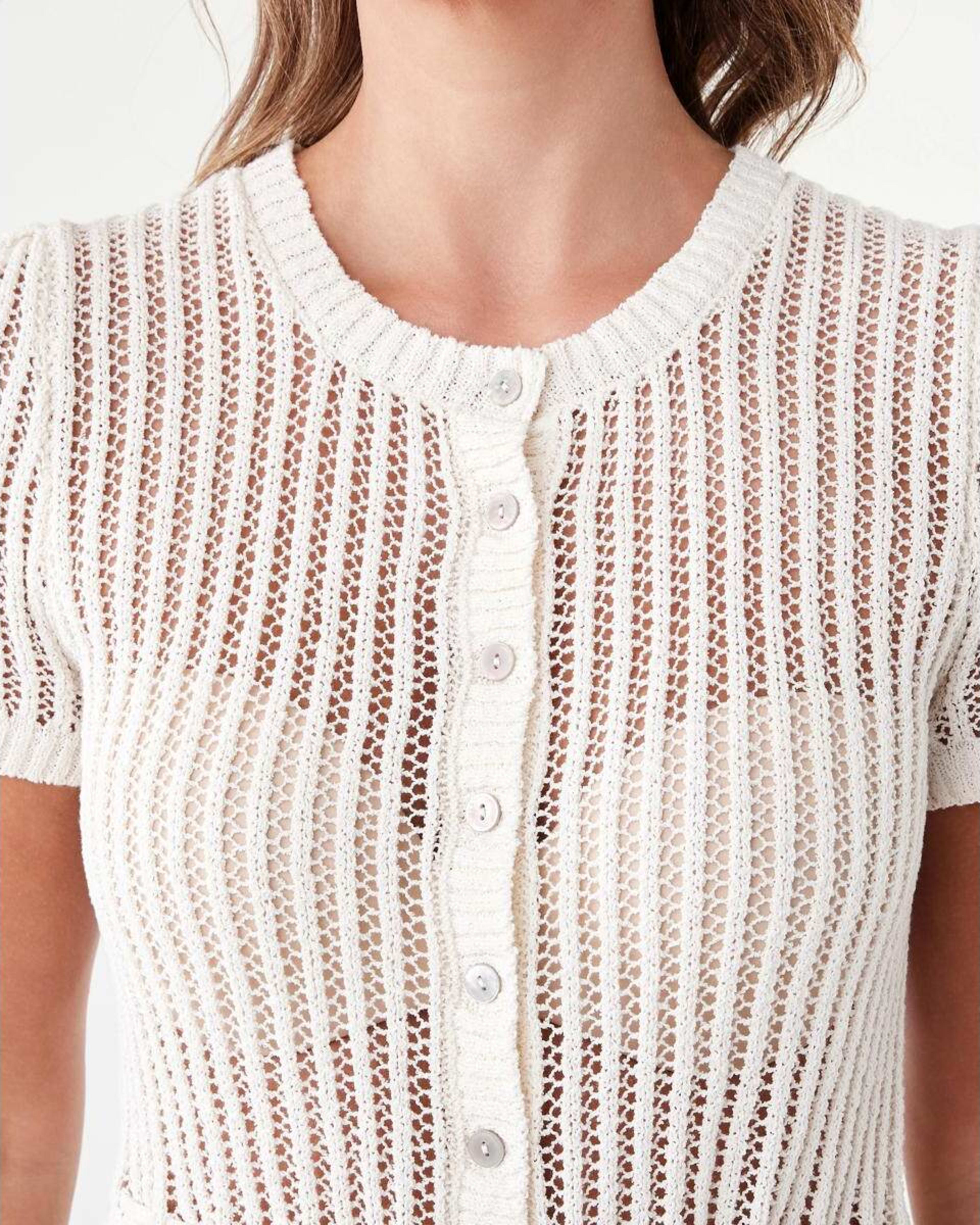 5 Short Sleeve Waist Tie Top Nat Beige, 5 of 7