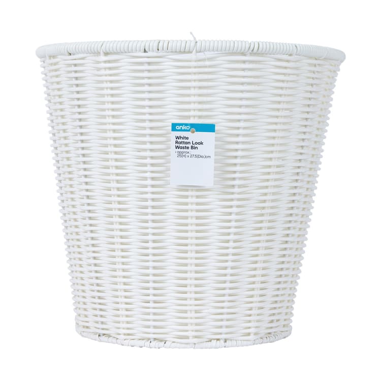 White Rattan Look Waste Bin Kmart