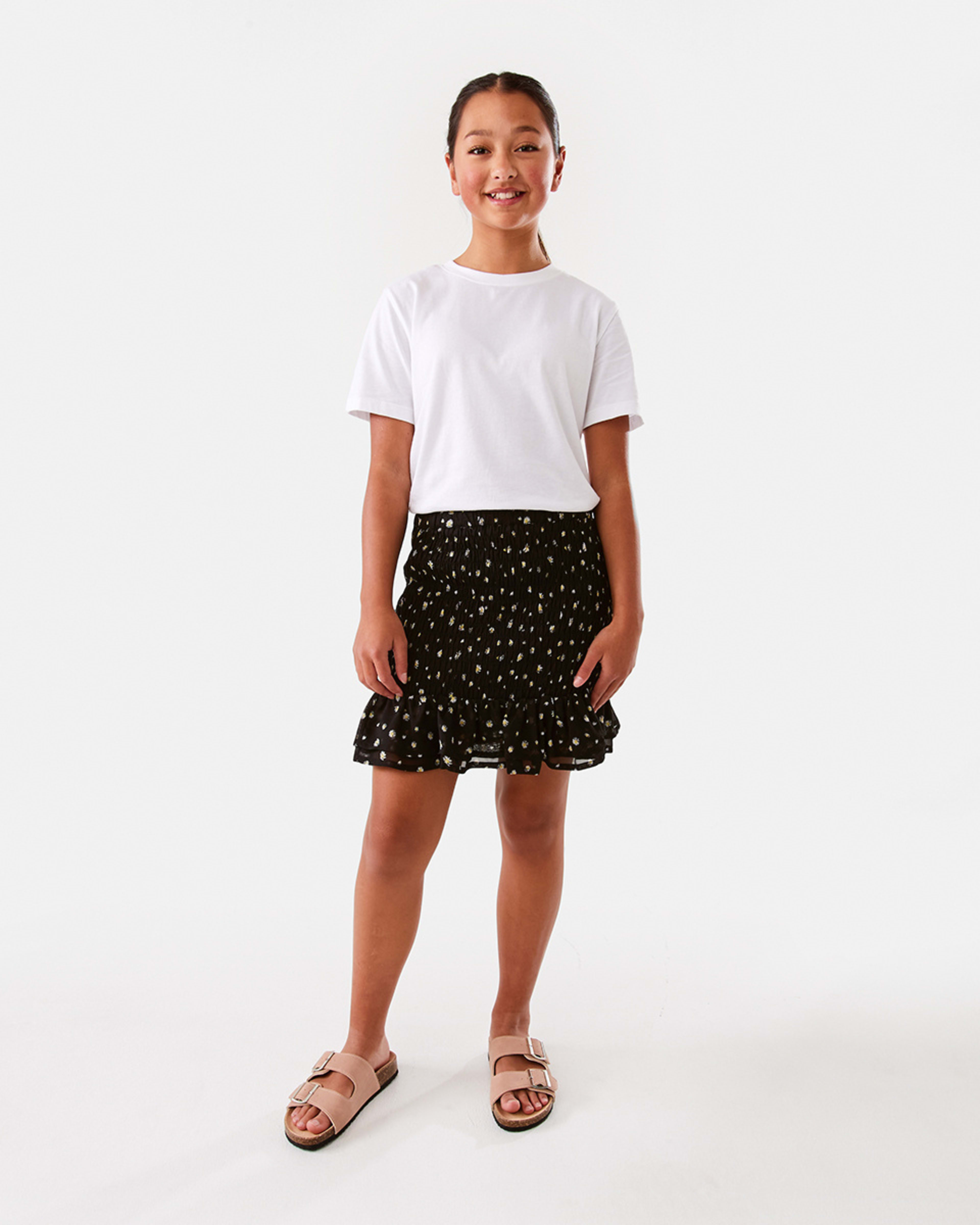 5 Shirred Skirt Daisy Blck, 5 of 8