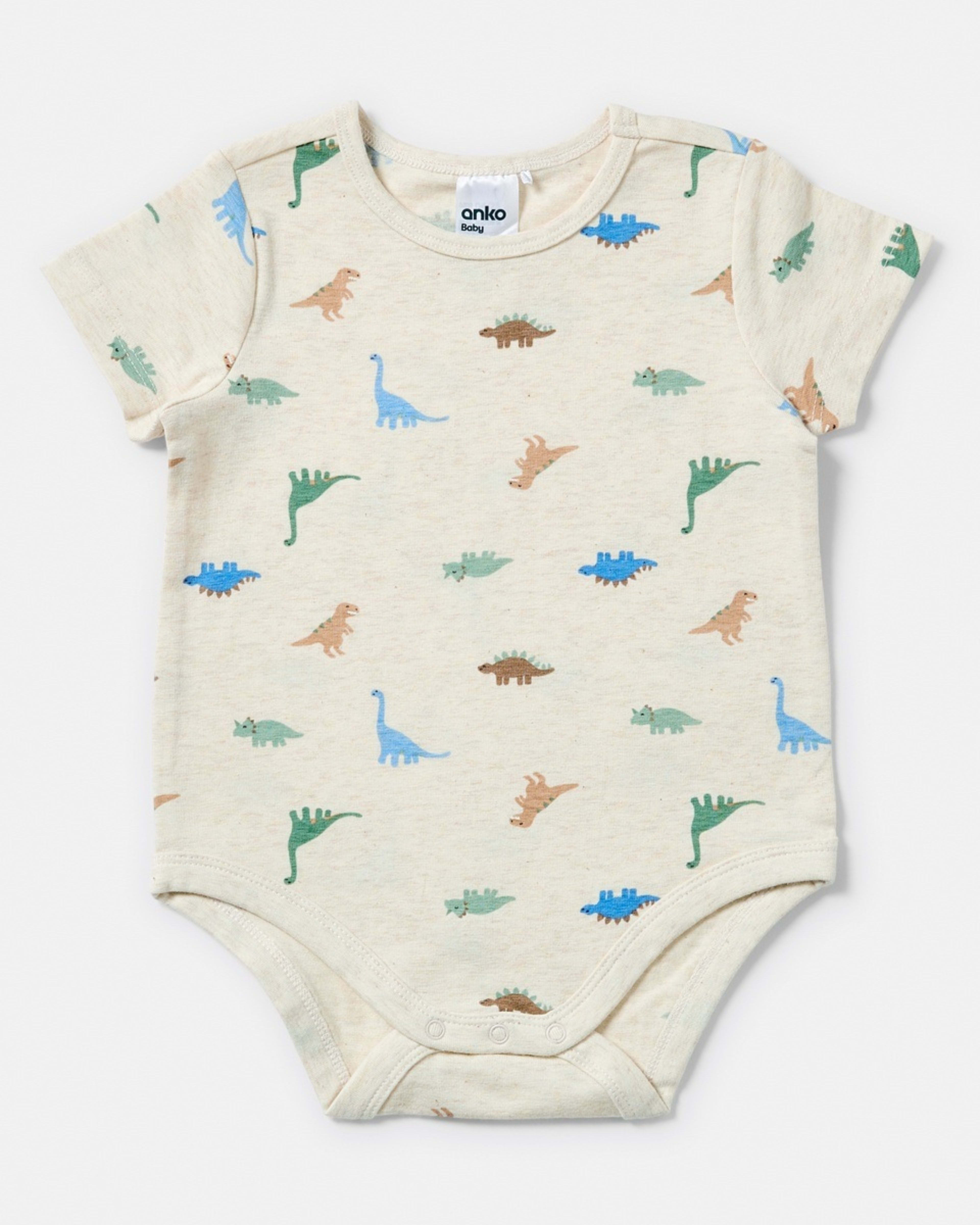 5 3 Pack Short Sleeve Print Bodysuits GREEN DINOS, 5 of 8