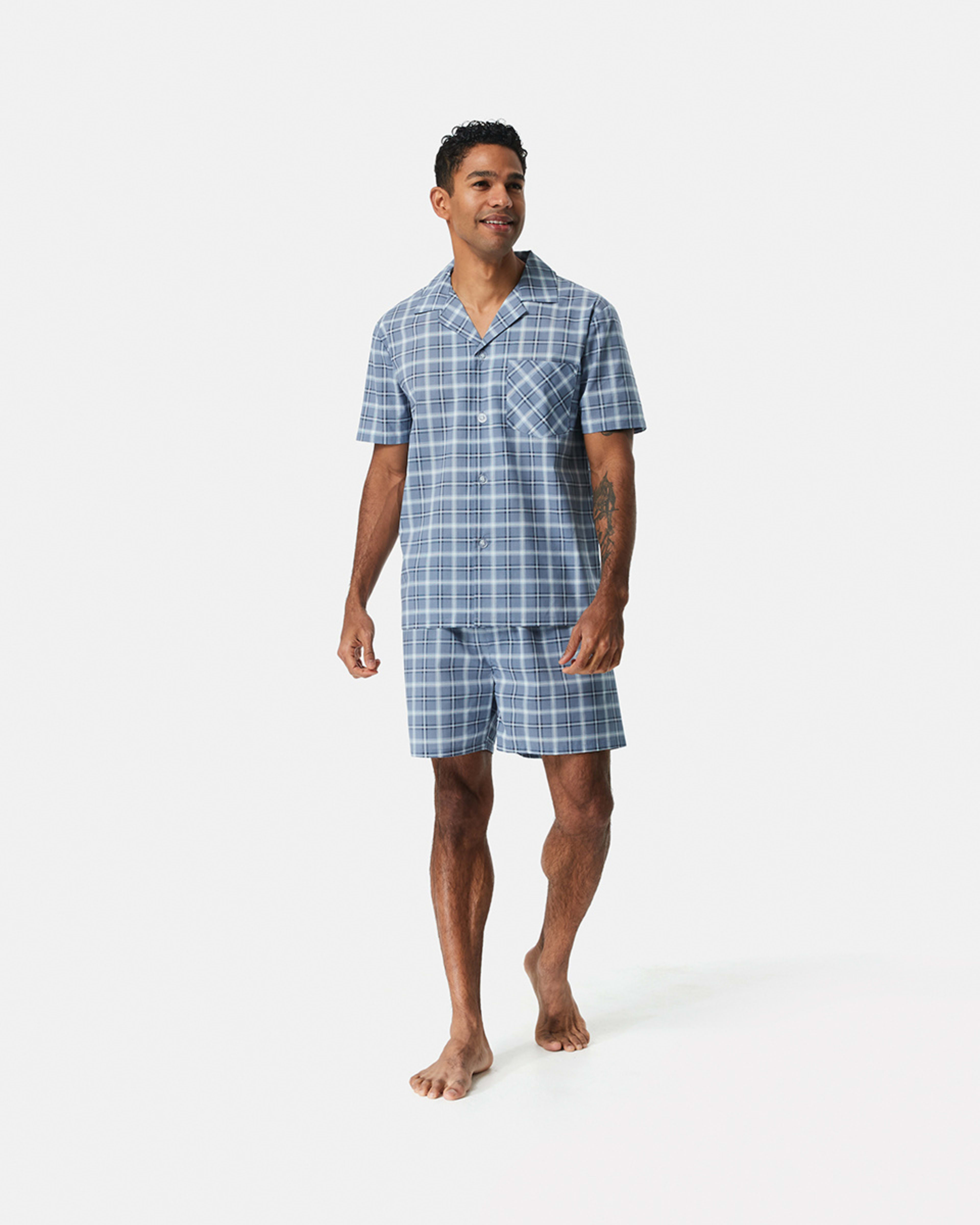 6 Short Leg Woven Pyjama Set New Check, 6 of 6