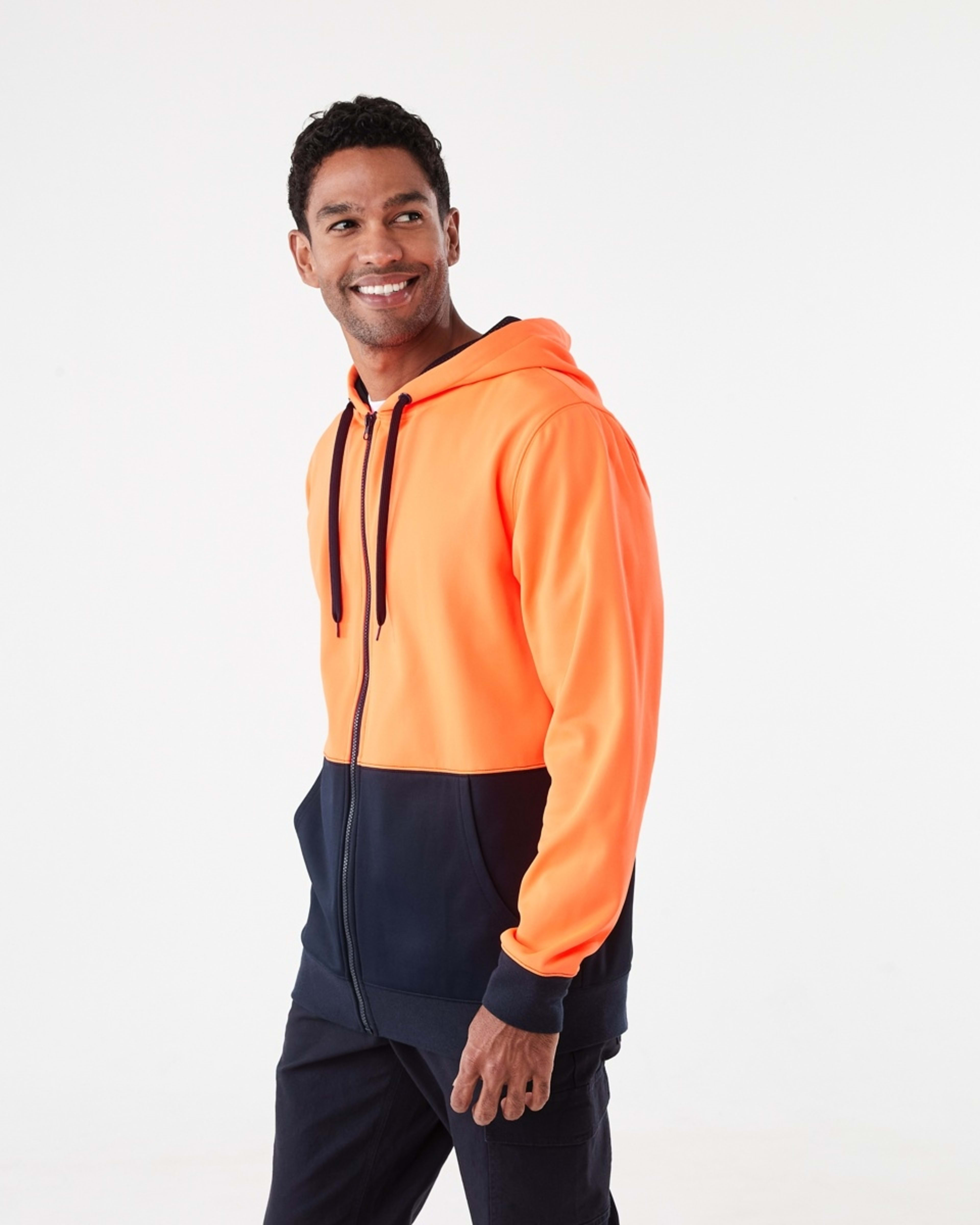3 Hi-Visibility Zip Through Hoodie Orange, 3 of 7