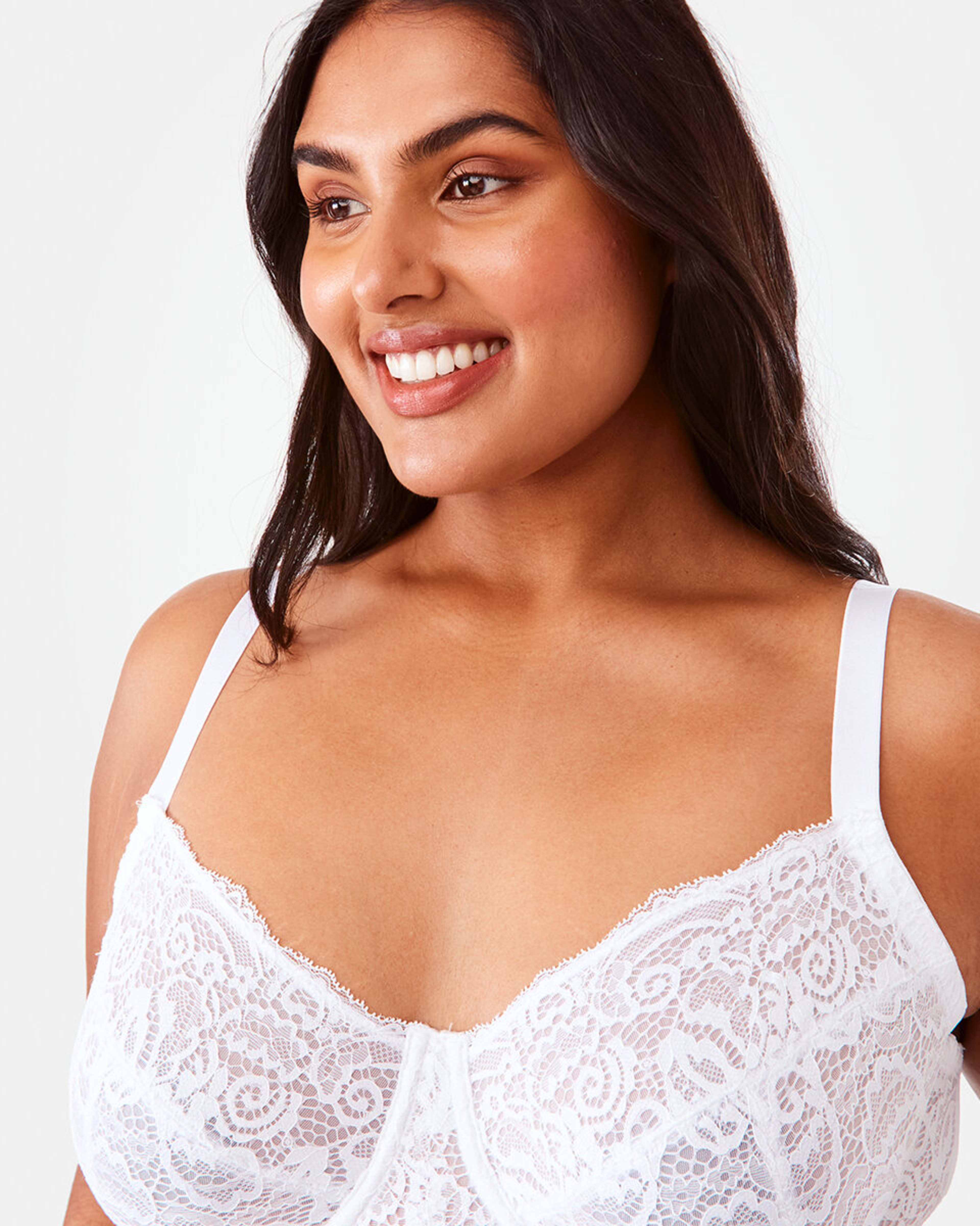 4 Full Figure Lace Soft Cup Bra White, 4 of 6
