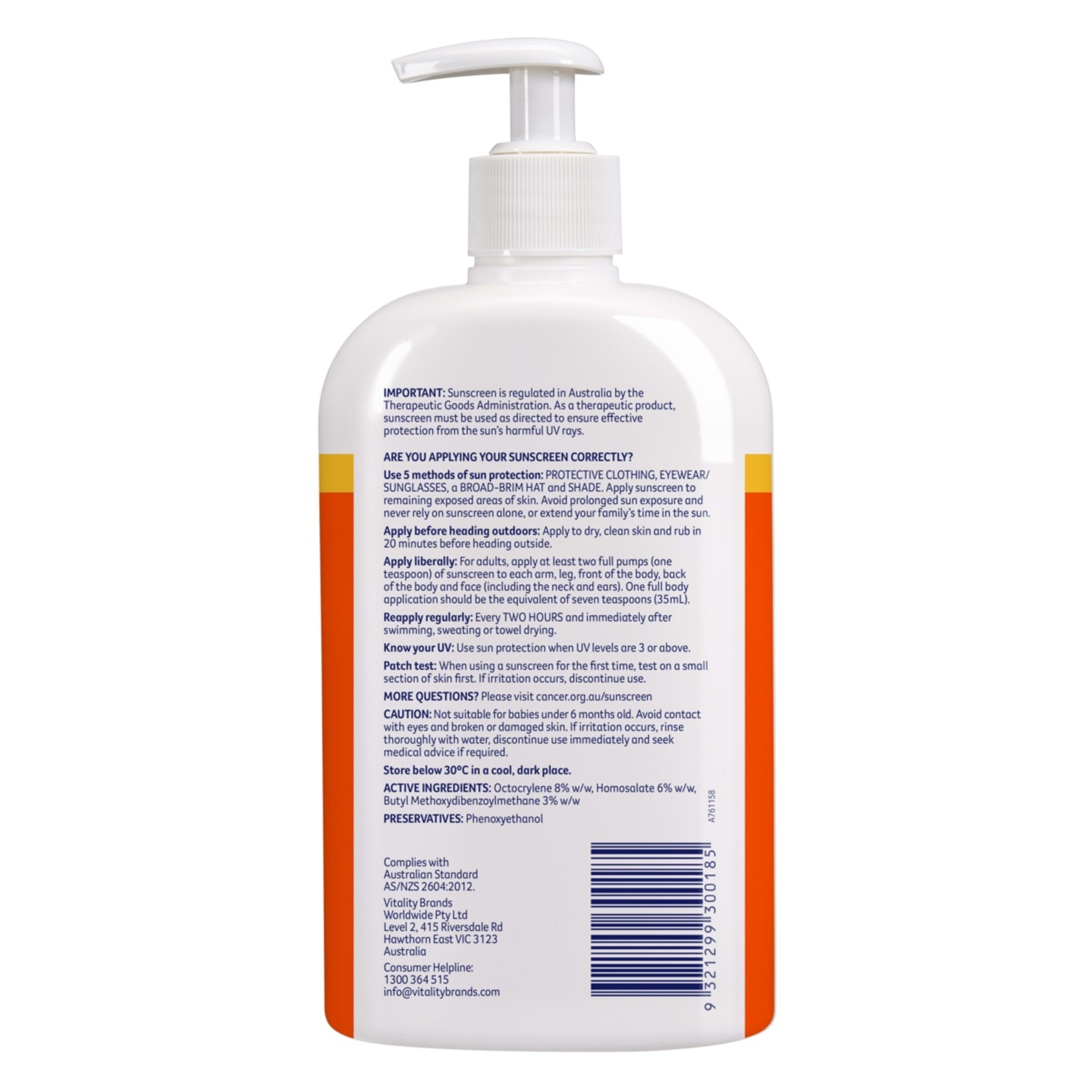 Cancer Council Everyday Value SPF50 Sunscreen 500ml Aloe Vera and