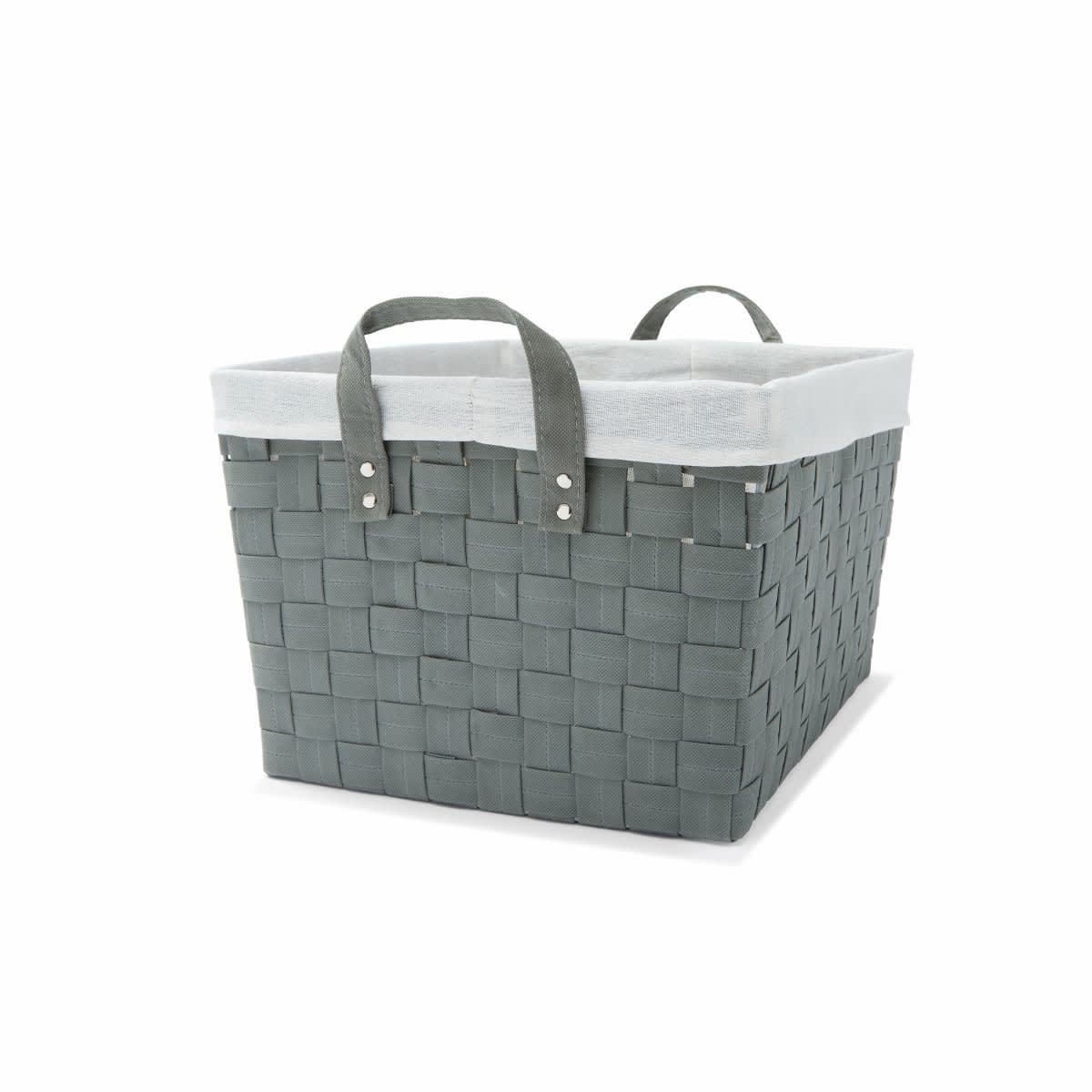 Woven Basket with Handles & Removable Liner Large, Grey Kmart NZ