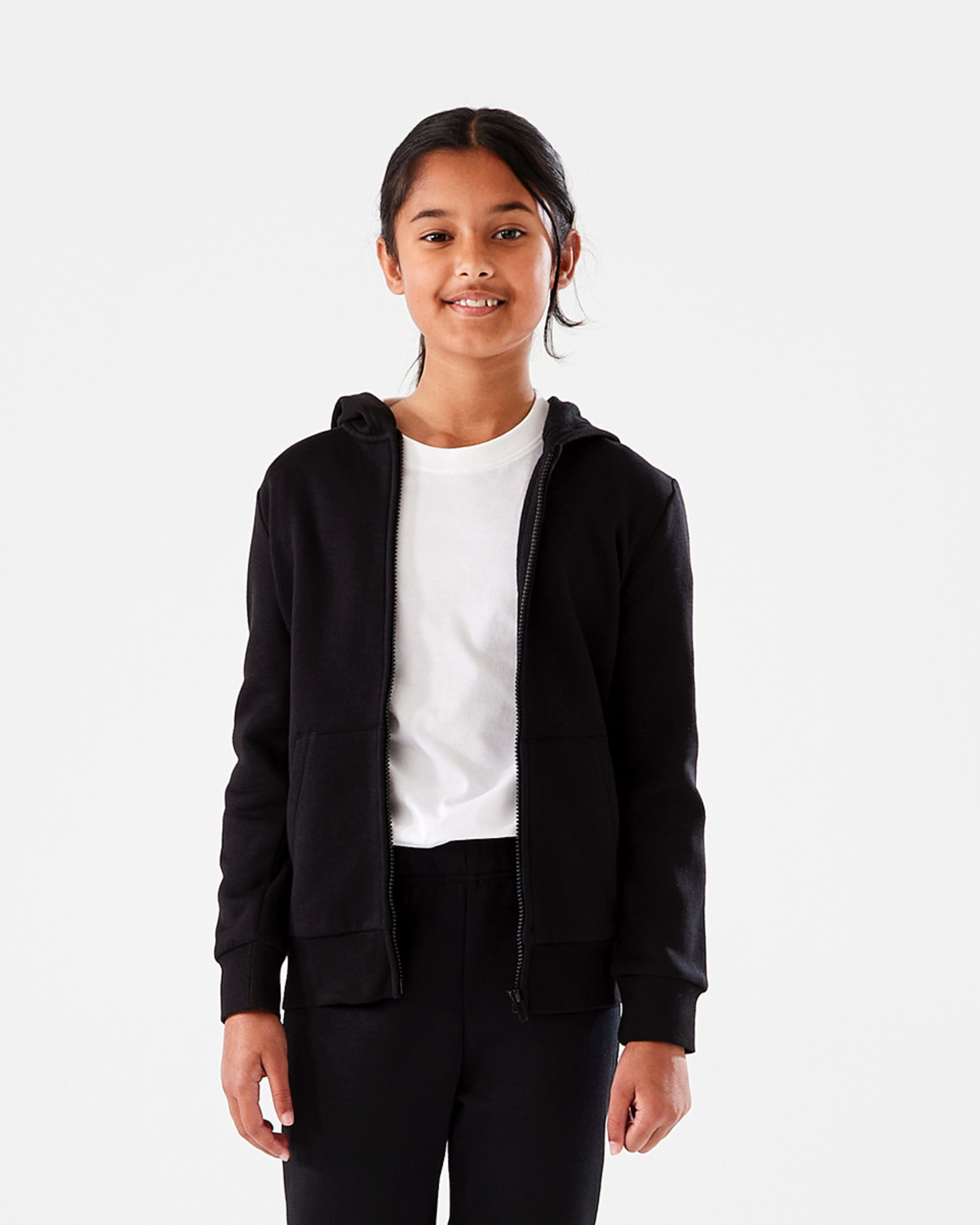 1 Basic Zip Through Hoodie Black, 1 of 10